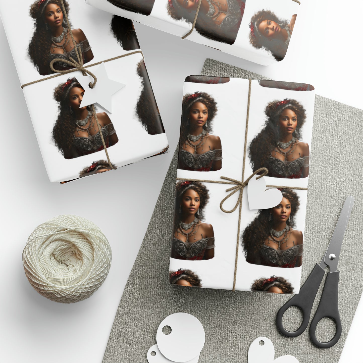 Afro-Centric Princess Claus Holiday Wrapping Paper - Dark & Rich Textured Design