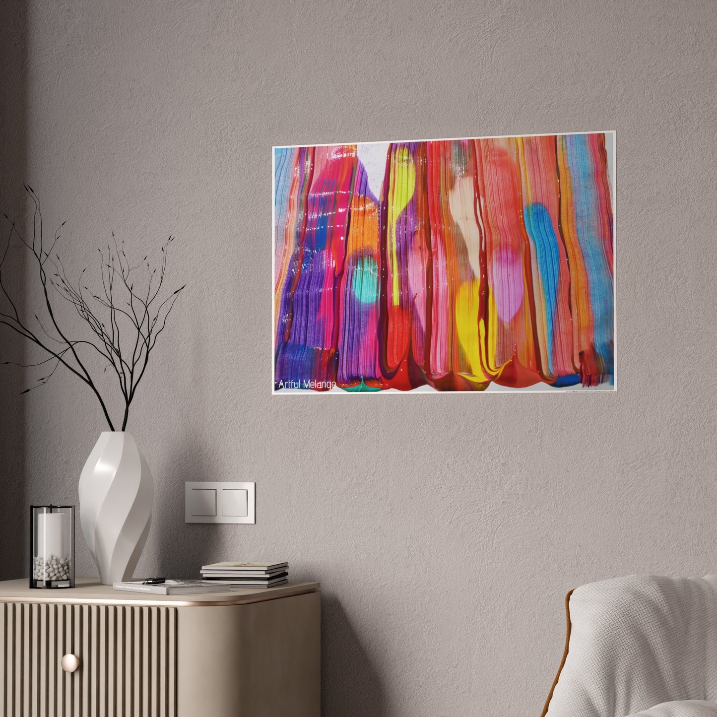 Gleaming Acrylic Abstract Poster: A Spectrum of Colorful Elegance