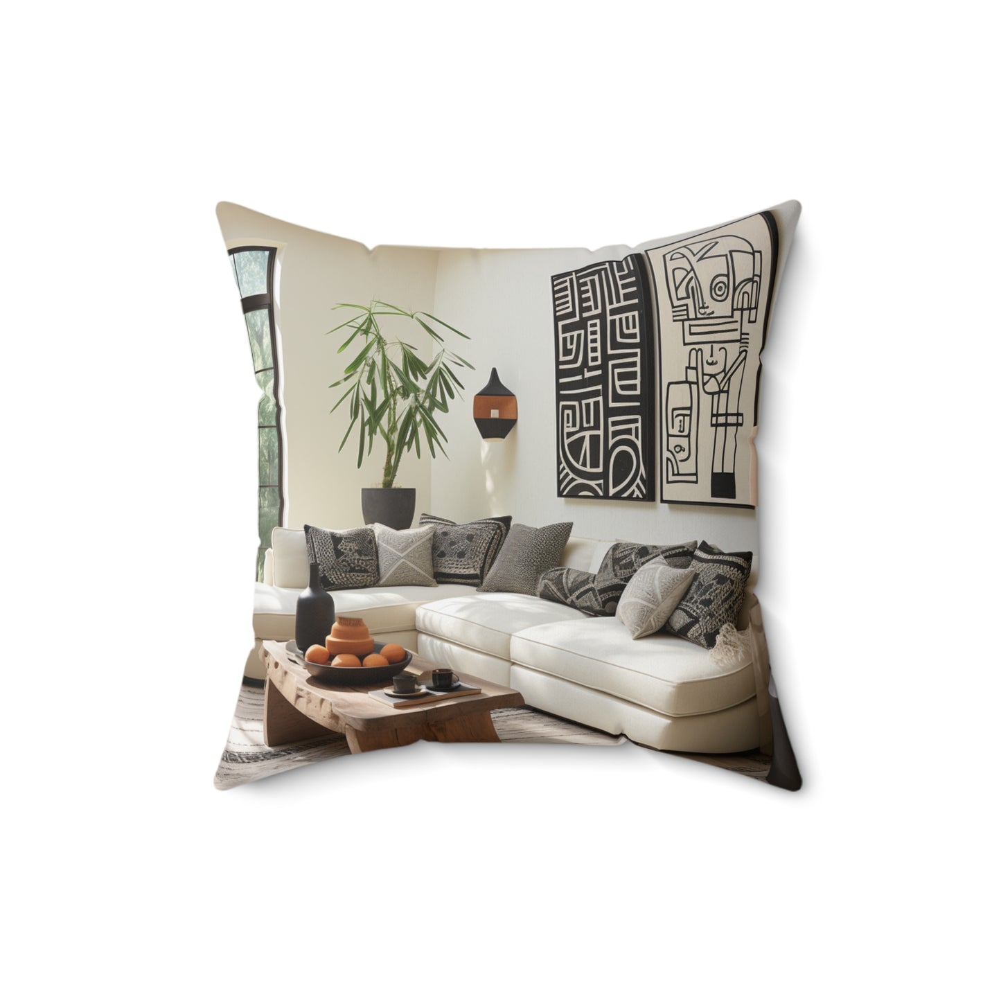 African Mud Cloth Design Square Pillow