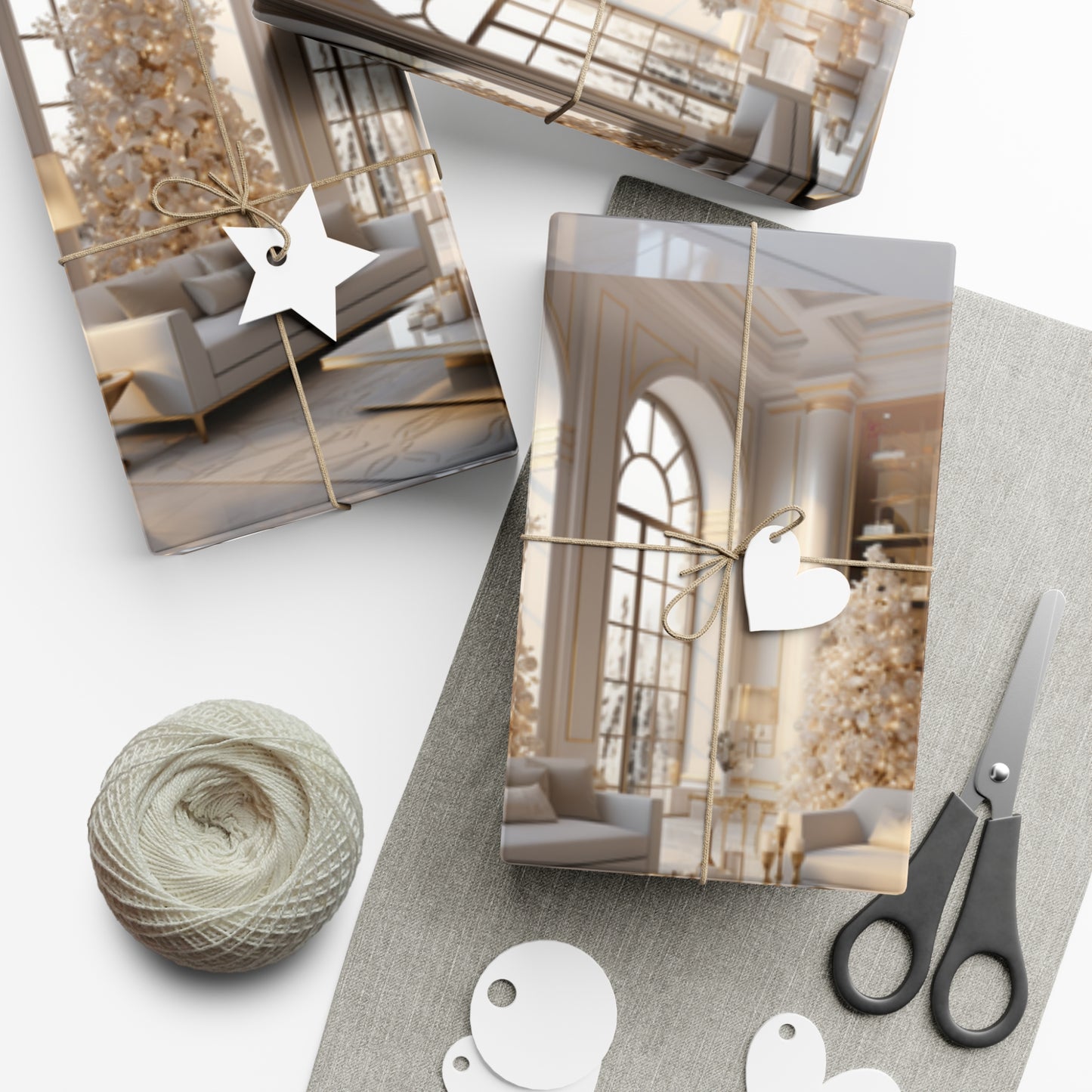 Elegant Gold and White Holiday Wrapping Paper Collection – Elevate Your Gifts with Sophisticated Style