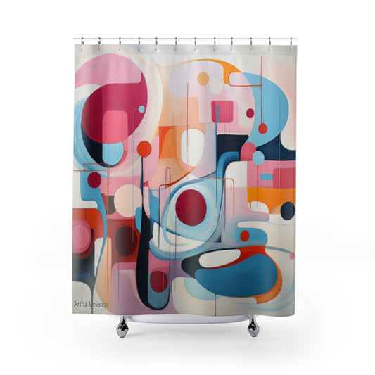 Canvas Cascade: Abstract Acrylic Art Shower Curtain Collection