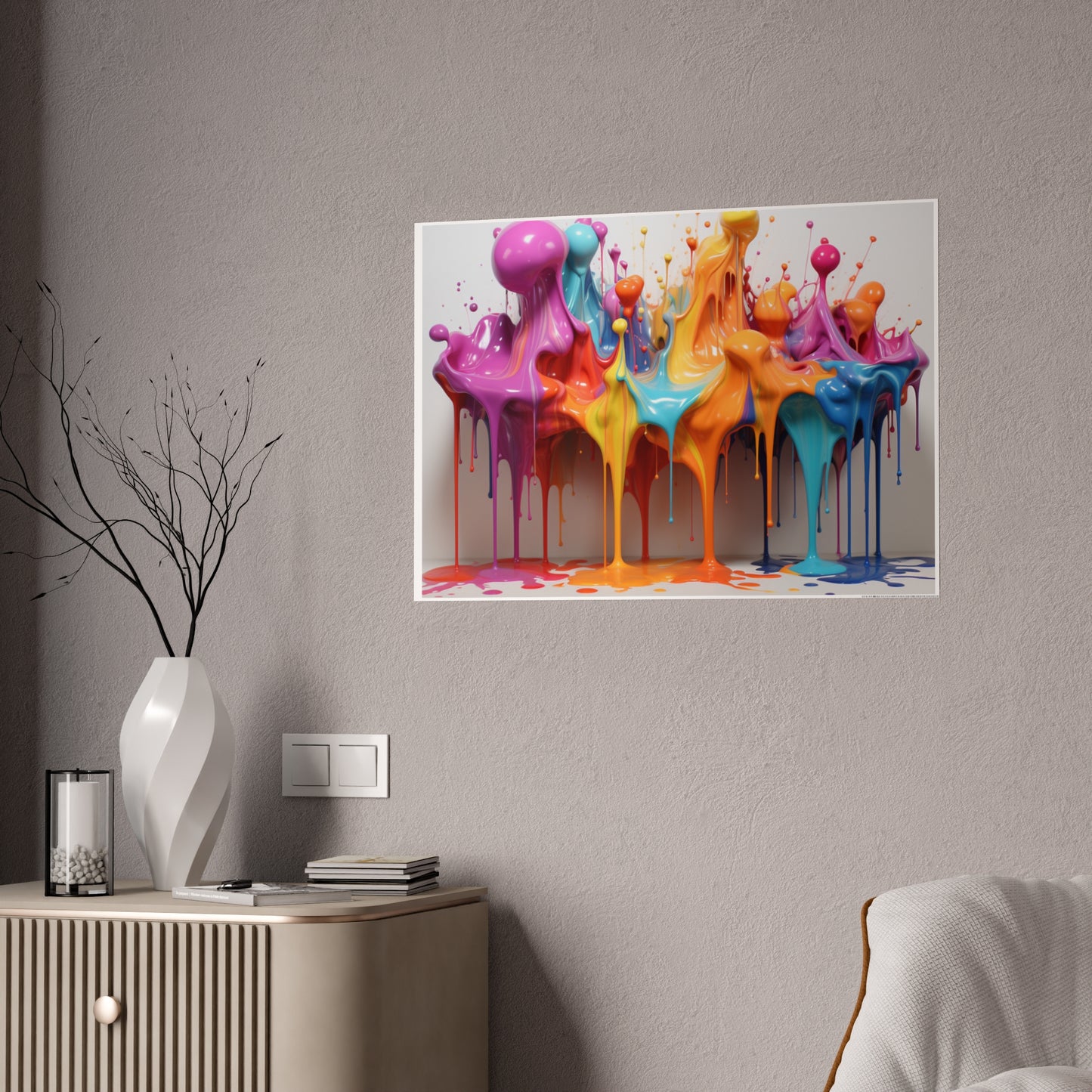 Gleaming Acrylic Abstract Poster: A Spectrum of Colorful Elegance