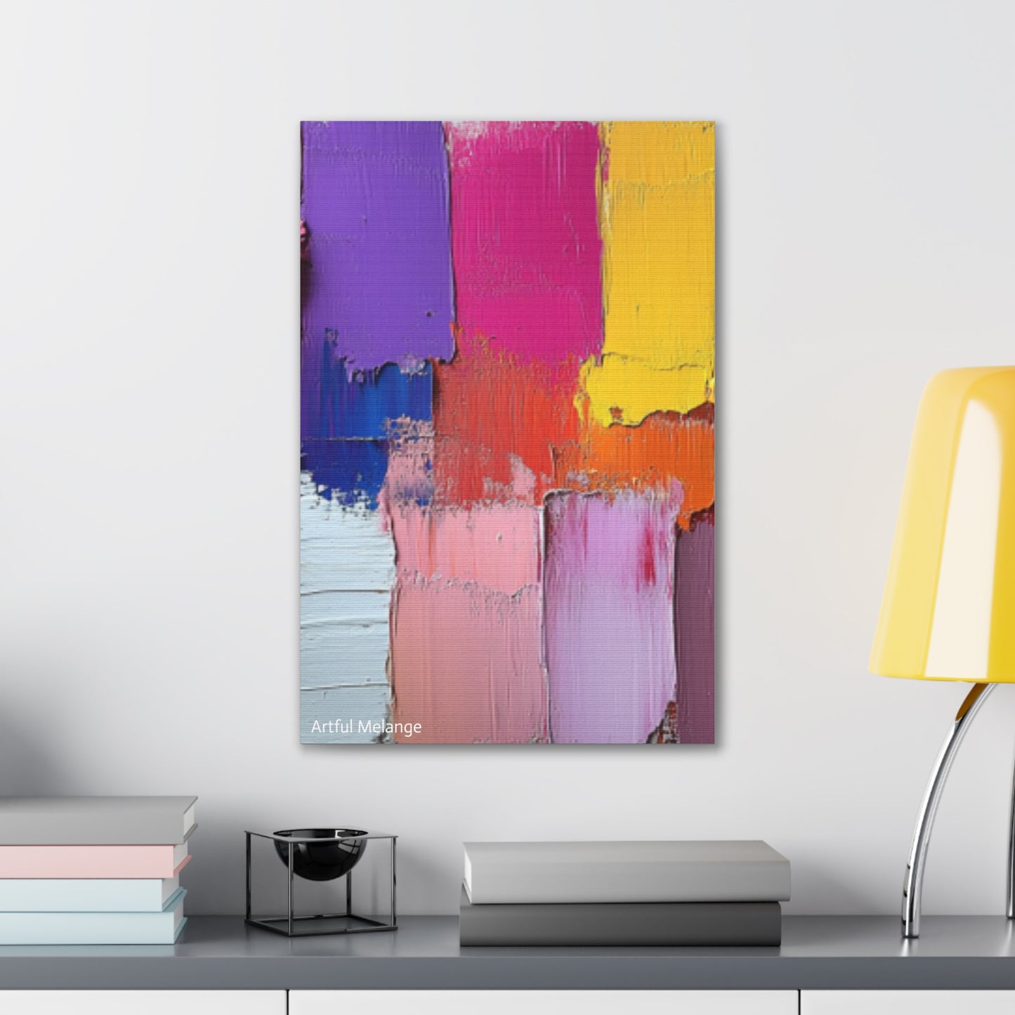 Acrylic Abstract Canvas Print - Homage to the Divine Nine/Gold Purple Pink and Green 4