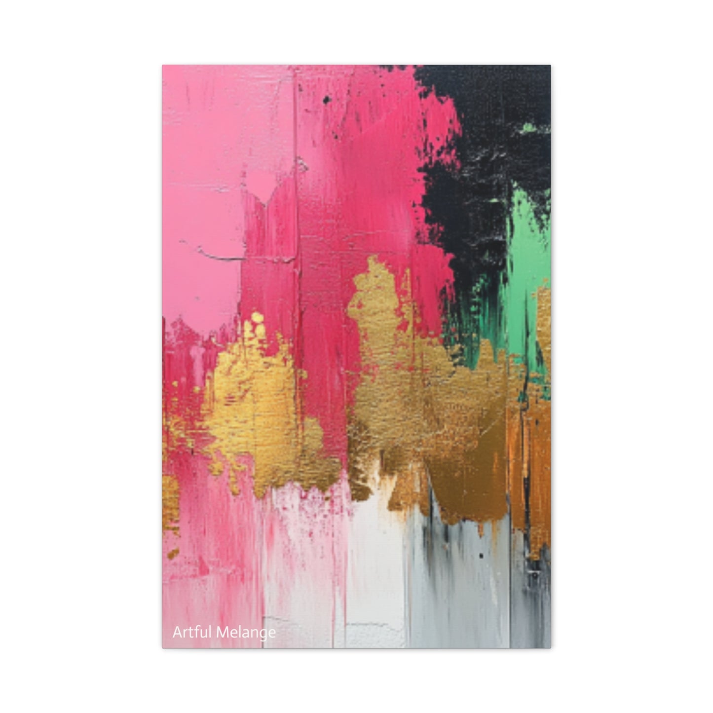 Acrylic Abstract Canvas Print - Homage To The Divine Nine/Pink Green Black and Gold 8