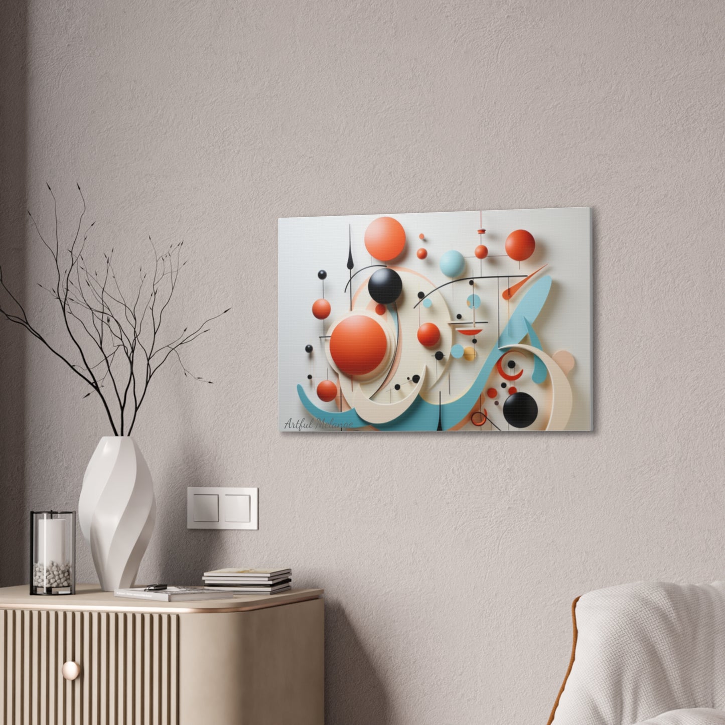 Harmony in Cyan and Peach- Graphic Print