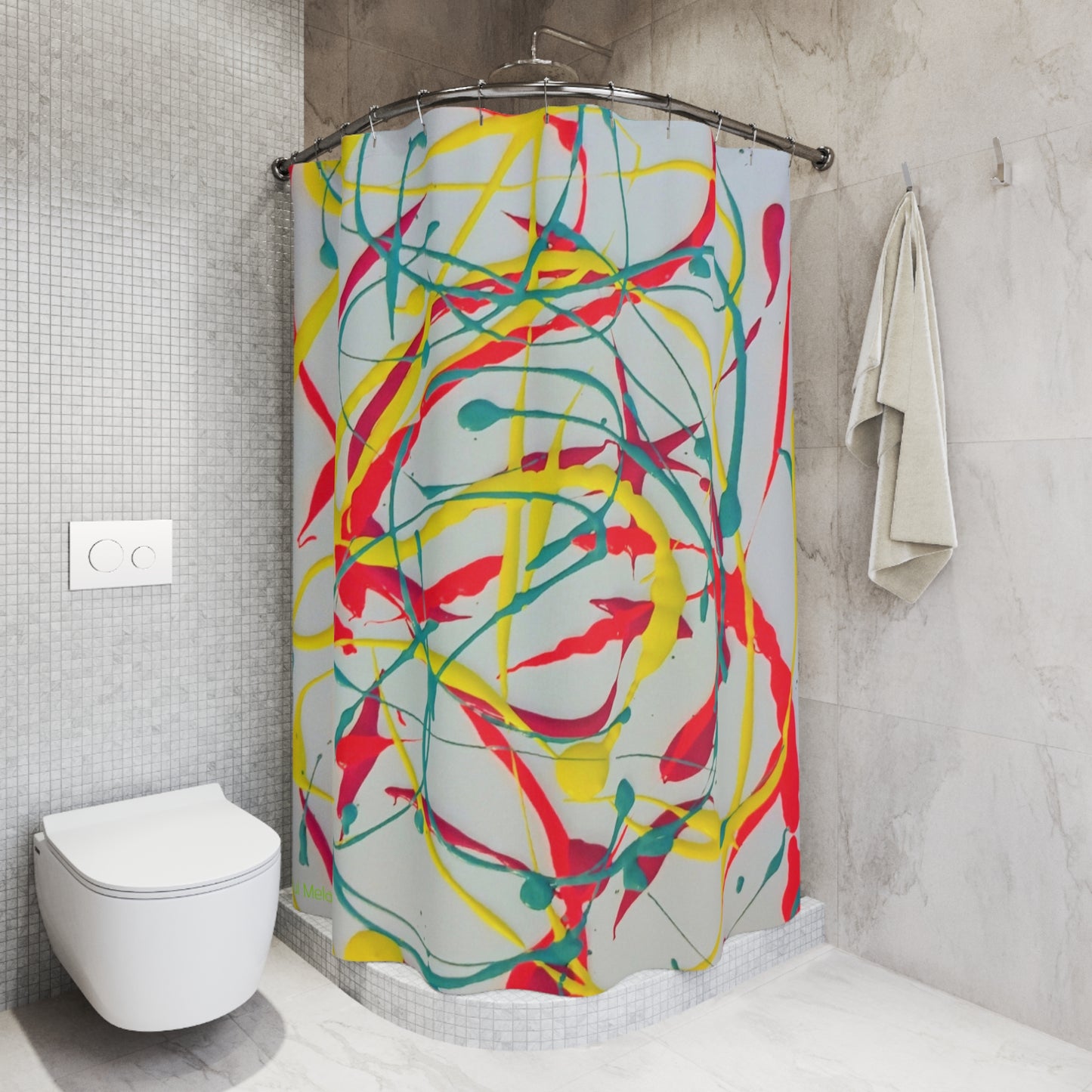 Canvas Cascade: Abstract Acrylic Art Shower Curtain Collection