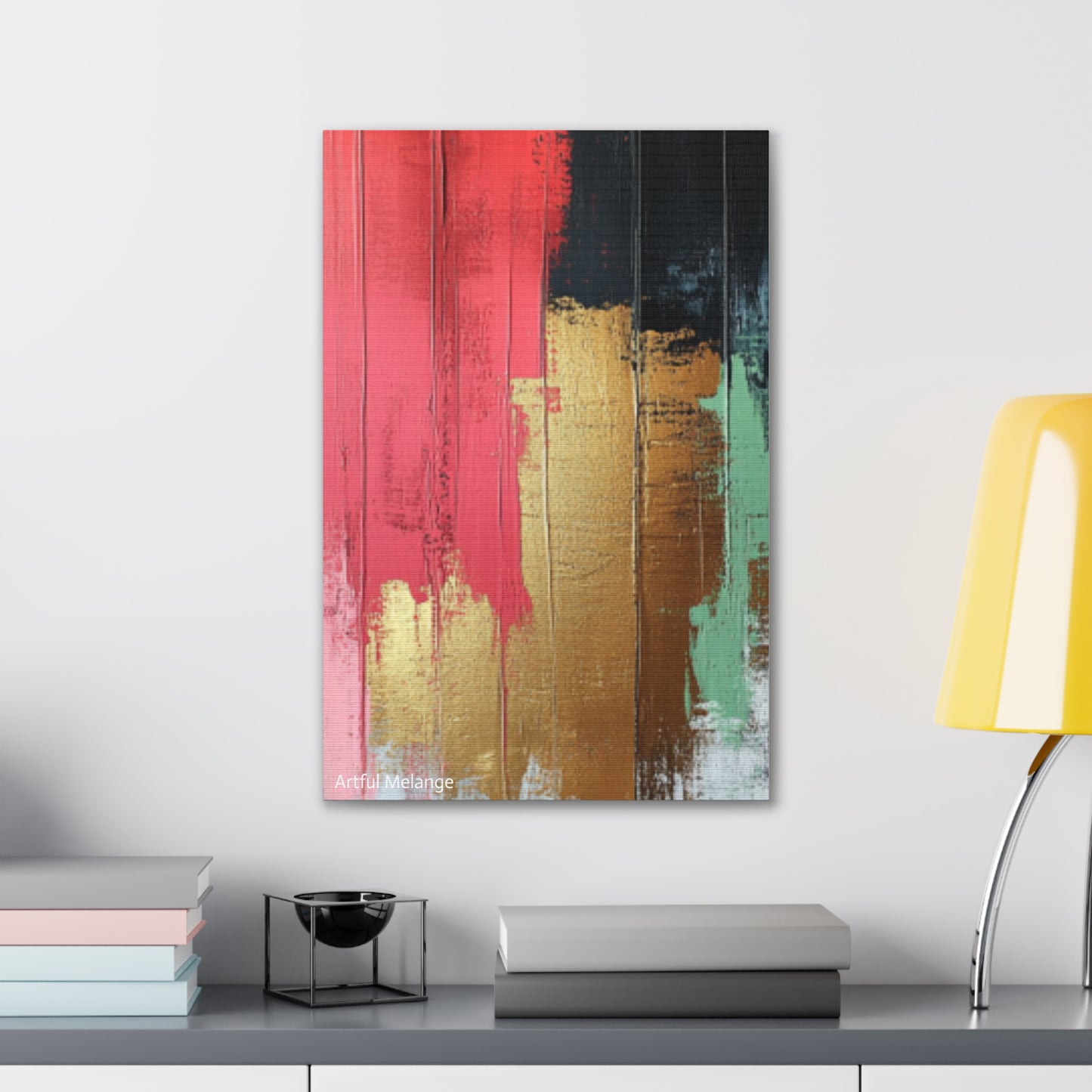 Acrylic Abstract Canvas Print - Homage to the Divine Nine/Pink Green Black and Gold 6