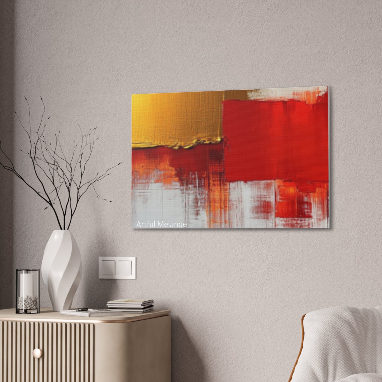 Acrylic Abstract Canvas Print - Homage to the Divine Nine/Red White and Gold 9