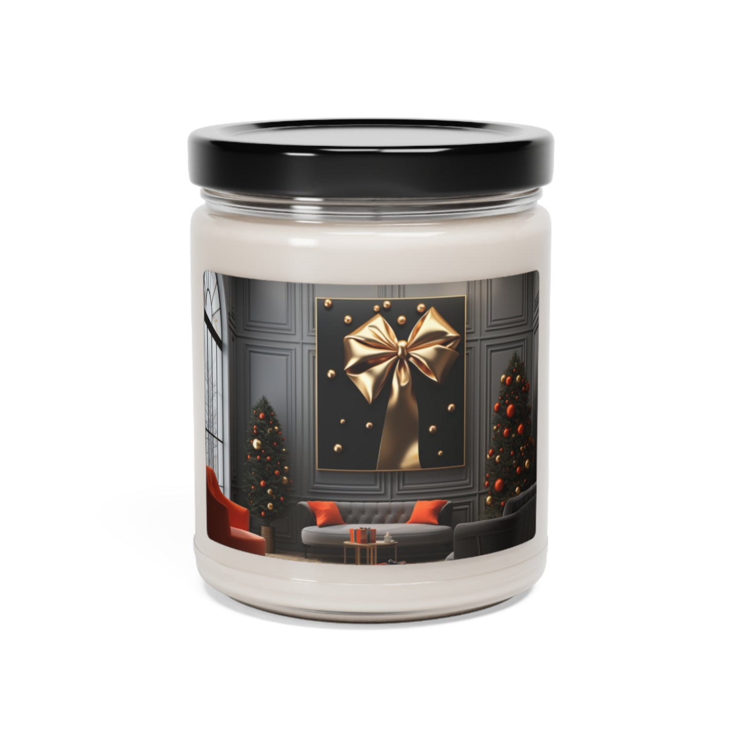 Festive Glow Gold and Black Holiday Scented Soy Candle, 9oz