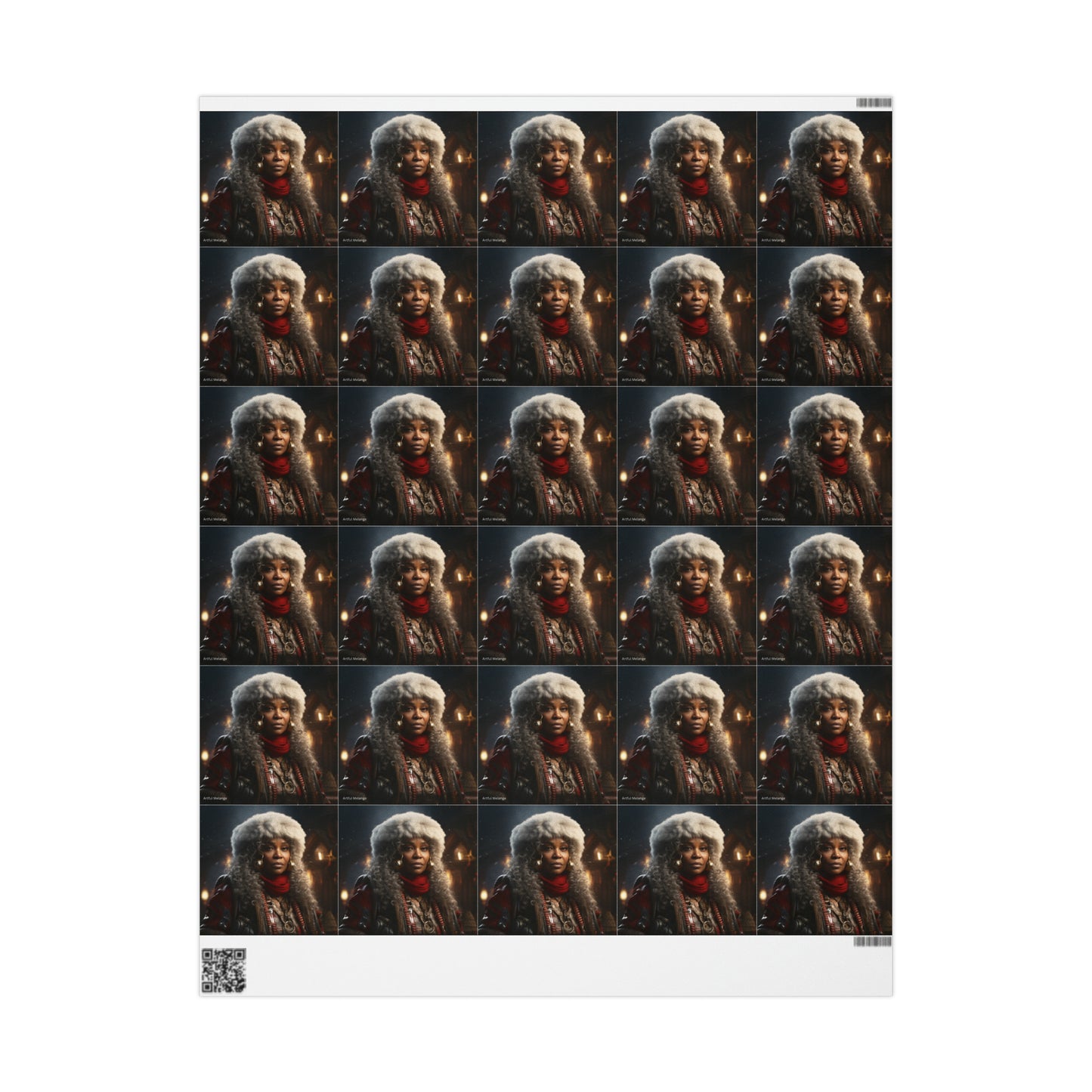 Afro-Centric Queen Claus Holiday Wrapping Paper - Dark & Rich Textured Design