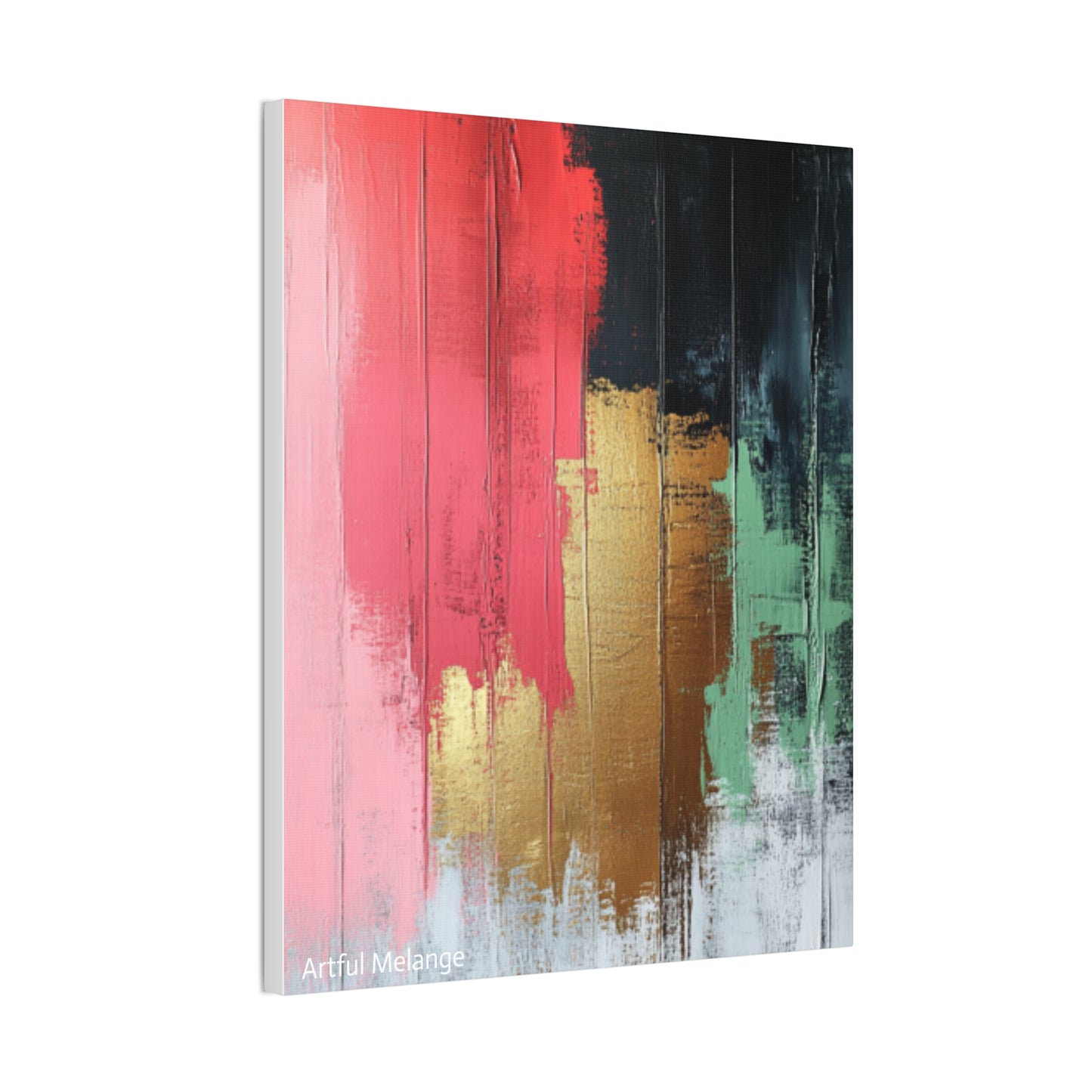 Acrylic Abstract Canvas Print - Homage to the Divine Nine/Pink Green Black and Gold 6