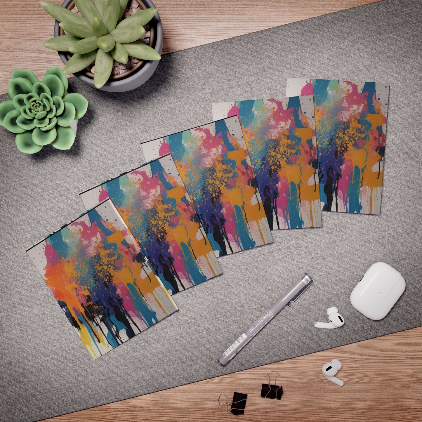 Elegance in Ink:  Abstract Art Note Card Set(5-Pack)