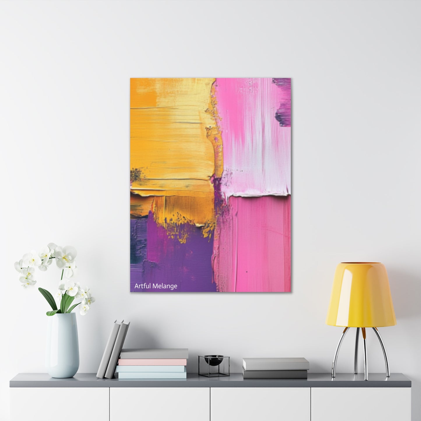 Acrylic Abstract Canvas Print - Homage to the Divine Nine/Gold Purple Pink and Green 5