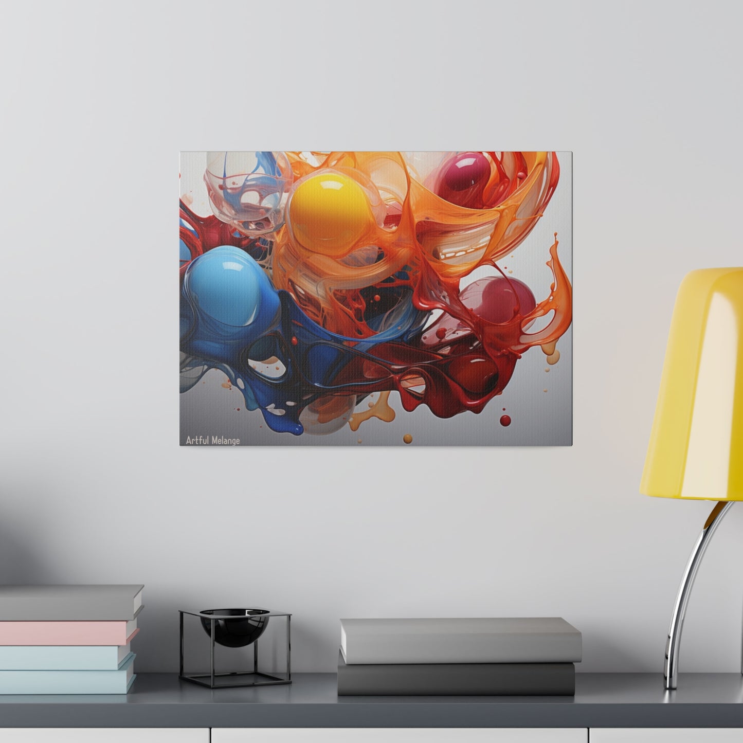 Colorful Balloon-Inspired Matt Canvas Print with Sweeping Acrylic Brush Strokes