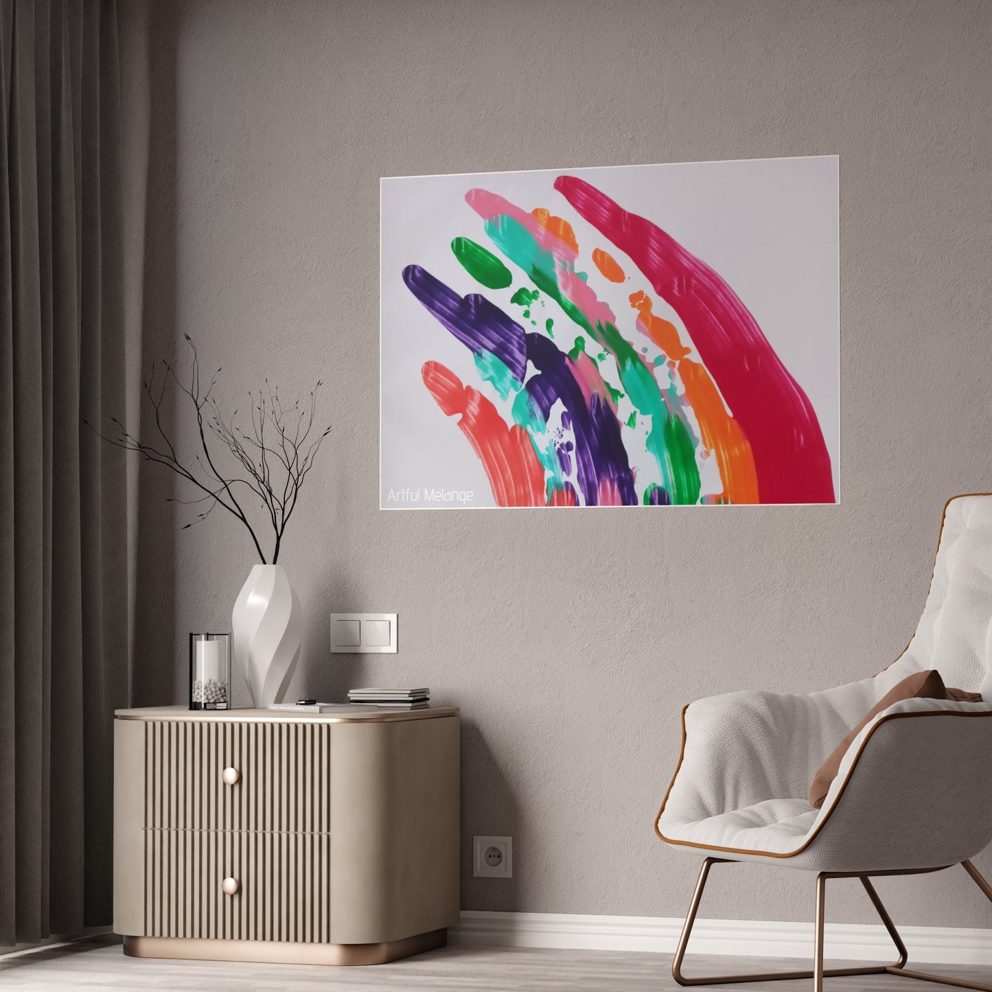 Gleaming Acrylic Abstract Poster: A Spectrum of Colorful Elegance