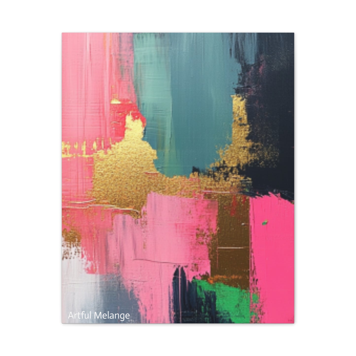 Acrylic Abstract Canvas Print - Homage to the Divine Nine/Pink Green Black and Gold 5