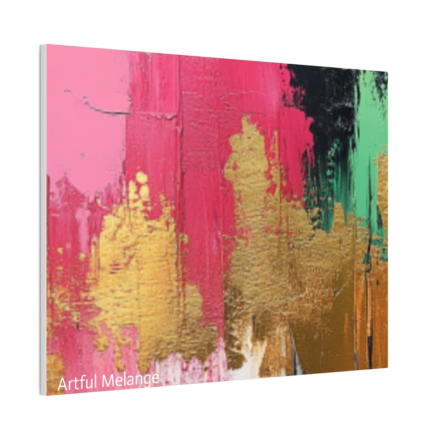 Acrylic Abstract Canvas Print - Homage To The Divine Nine/Pink Green Black and Gold 8