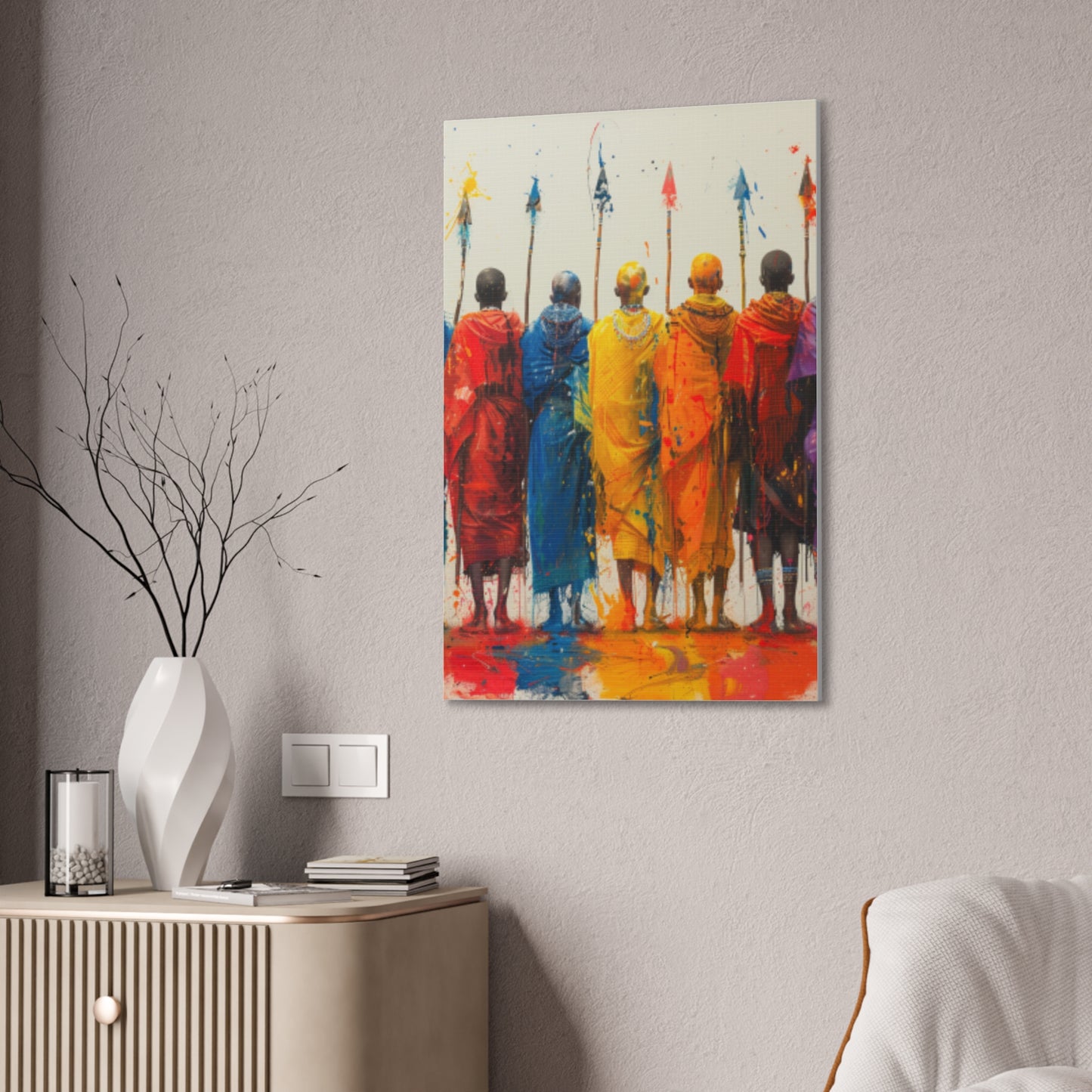 Masai Warriors Abstract Canvas Print