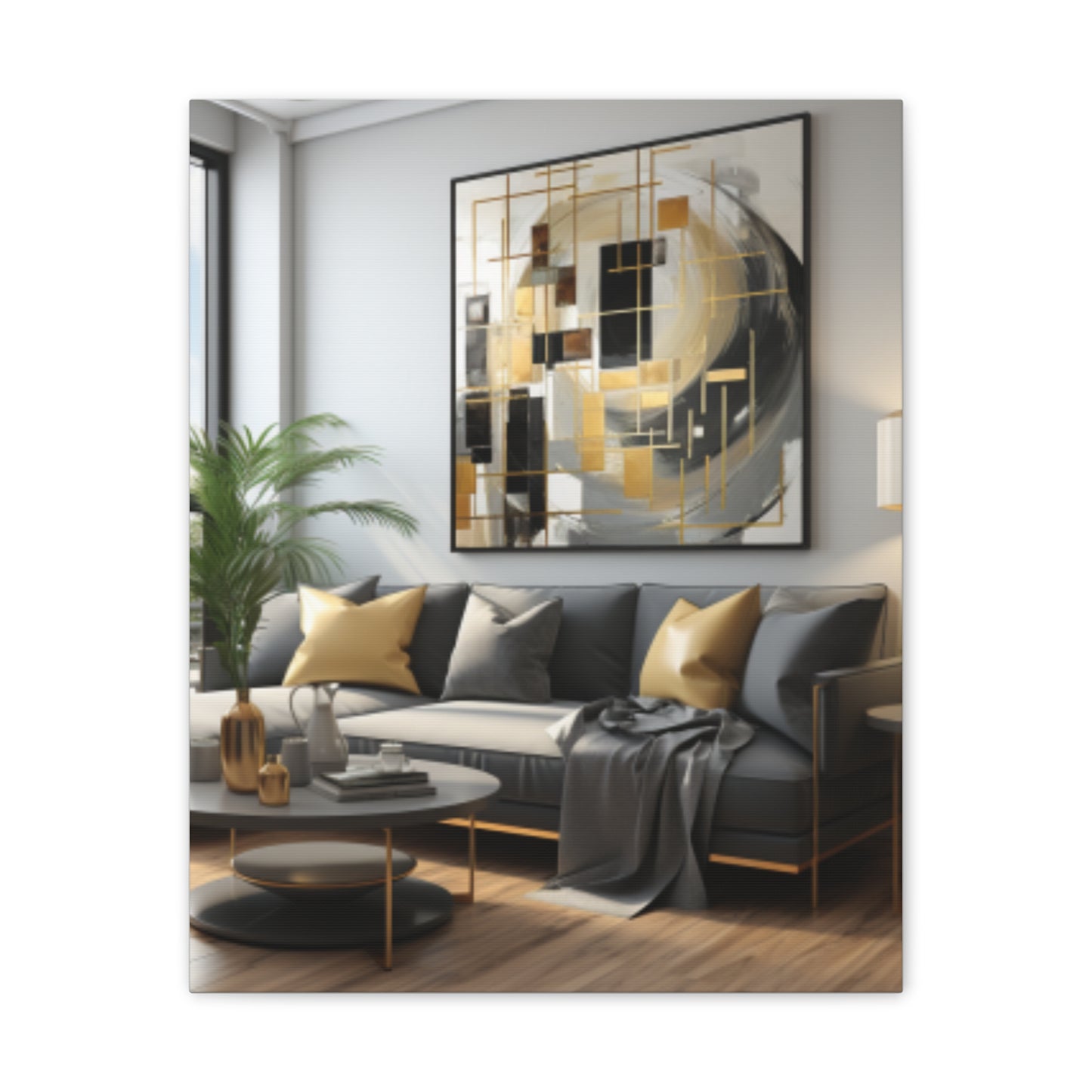 Gold and Black Elegance: A Symphony of Sophistication Canvas Print