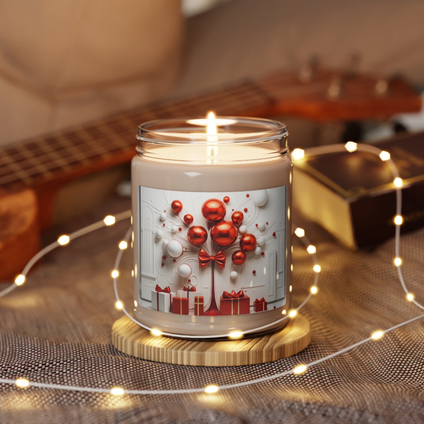 Festive Glow Red and White Holiday Scented Soy Candle, 9oz