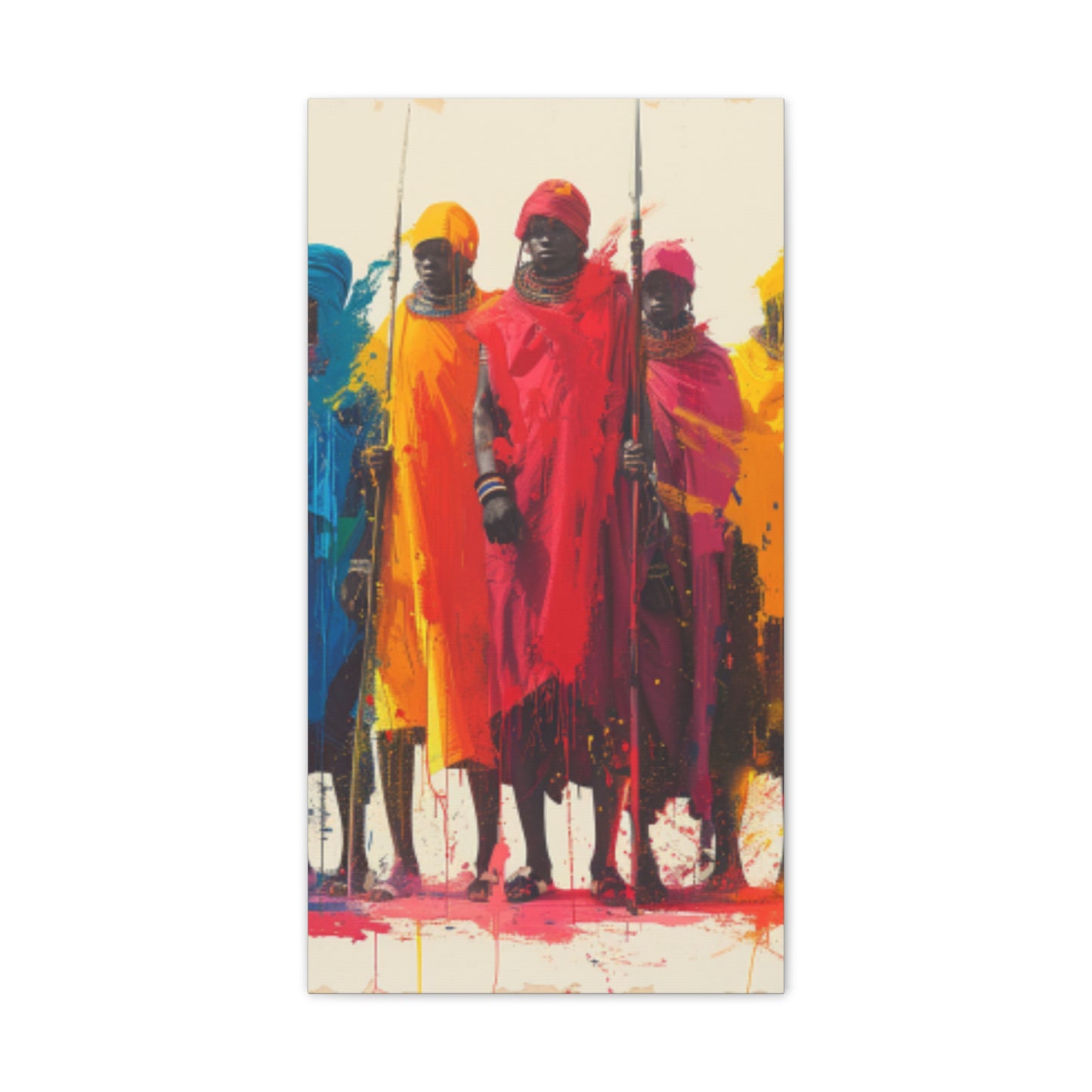 Masai Warriors Abstract Canvas Print