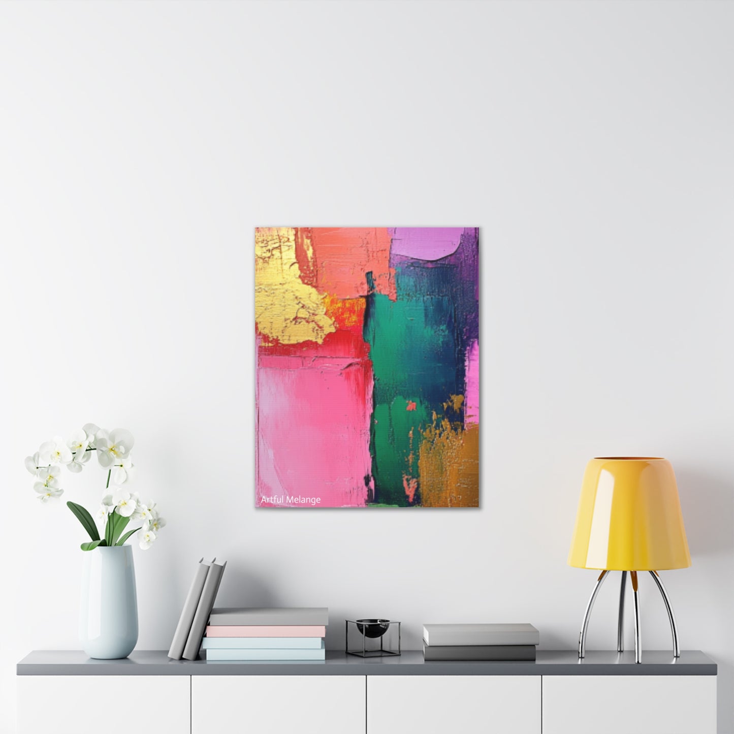 Acrylic Abstract Canvas Print - Homage to the Divine Nine/Pink Green Purple and Gold 1