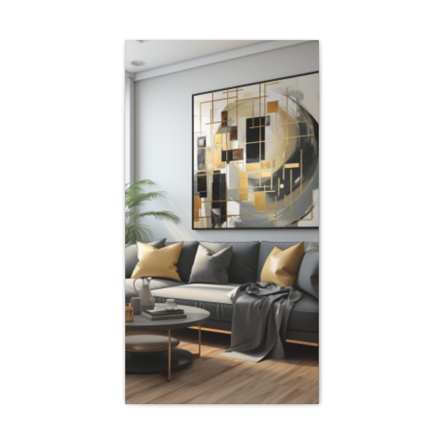 Gold and Black Elegance: A Symphony of Sophistication Canvas Print