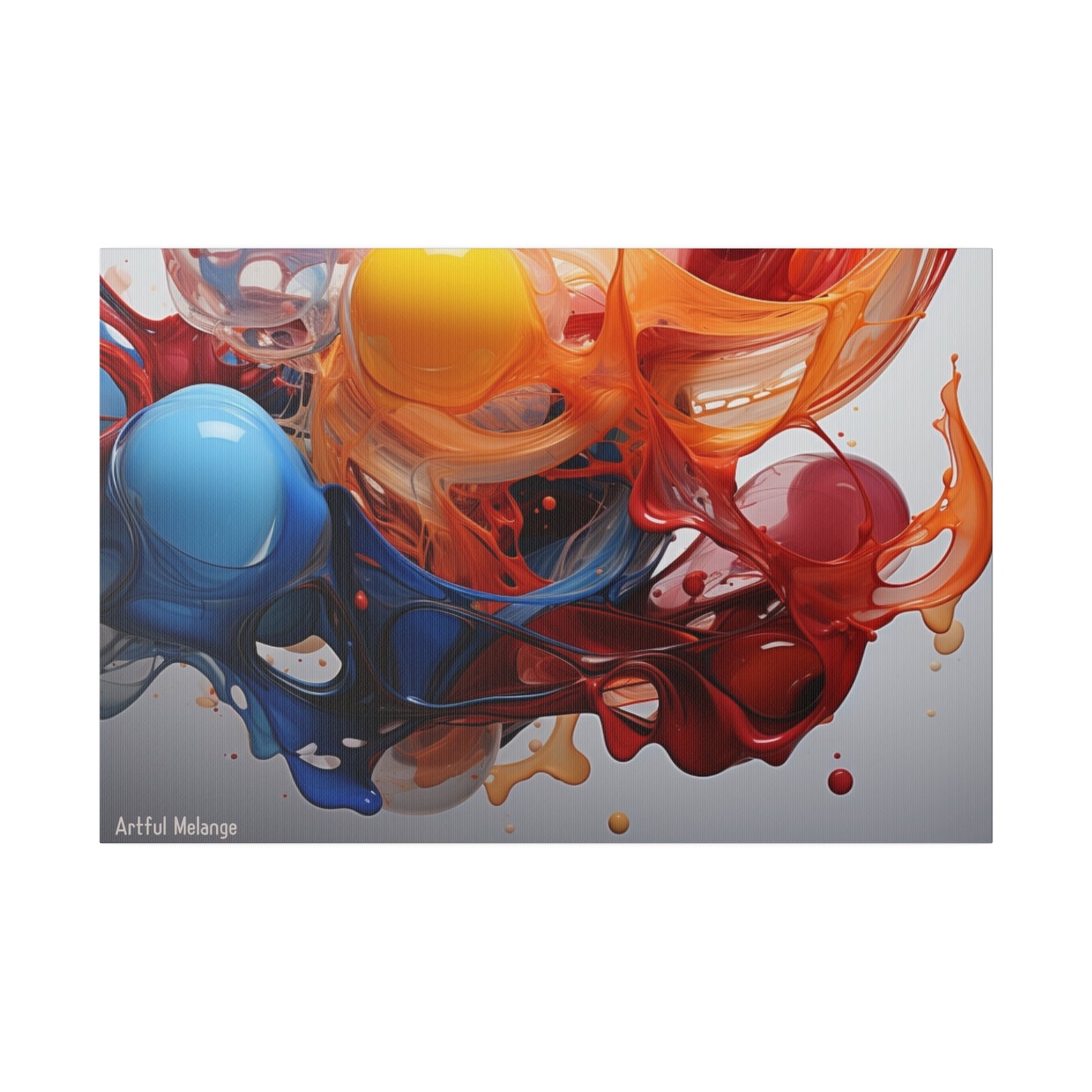 Colorful Balloon-Inspired Matt Canvas Print with Sweeping Acrylic Brush Strokes