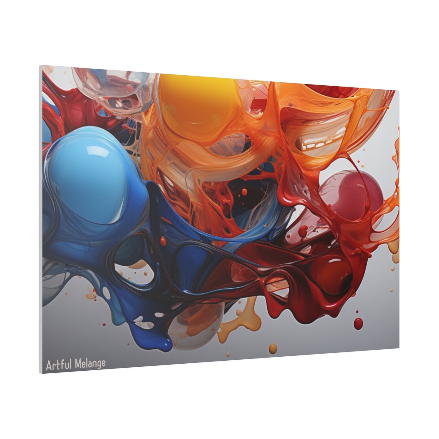 Colorful Balloon-Inspired Matt Canvas Print with Sweeping Acrylic Brush Strokes