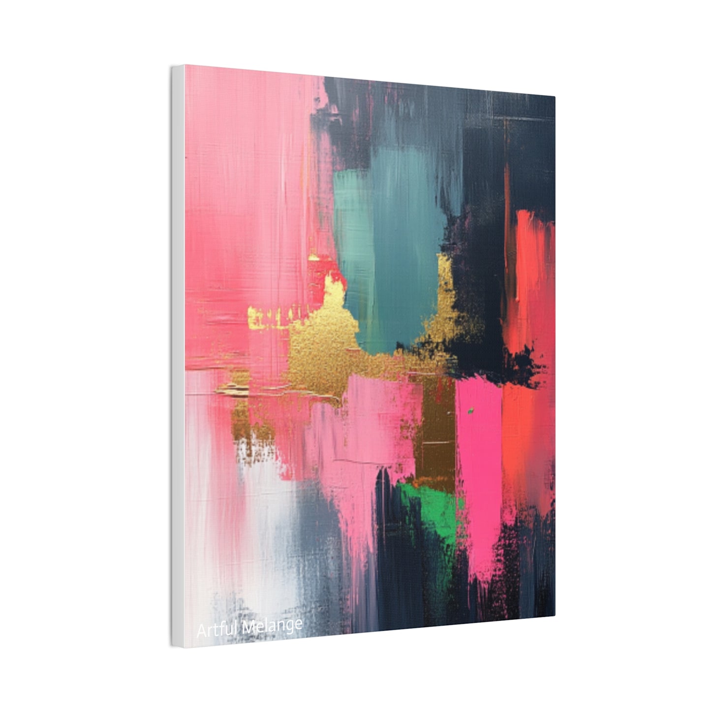 Acrylic Abstract Canvas Print - Homage to the Divine Nine/Pink Green Black and Gold 5