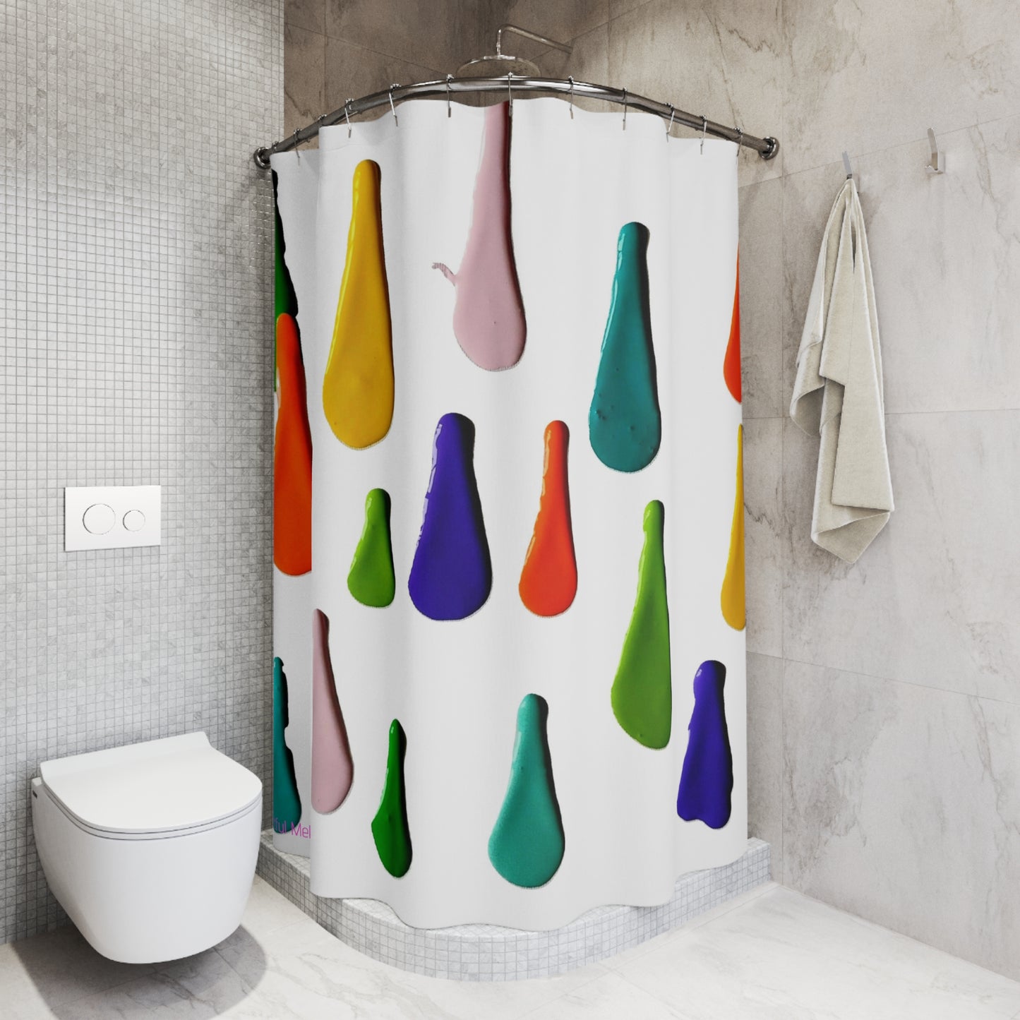 Canvas Cascade: Abstract Acrylic Art Shower Curtain Collection