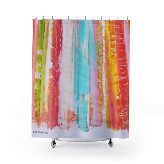 Canvas Cascade: Abstract Acrylic Art Shower Curtain Collection