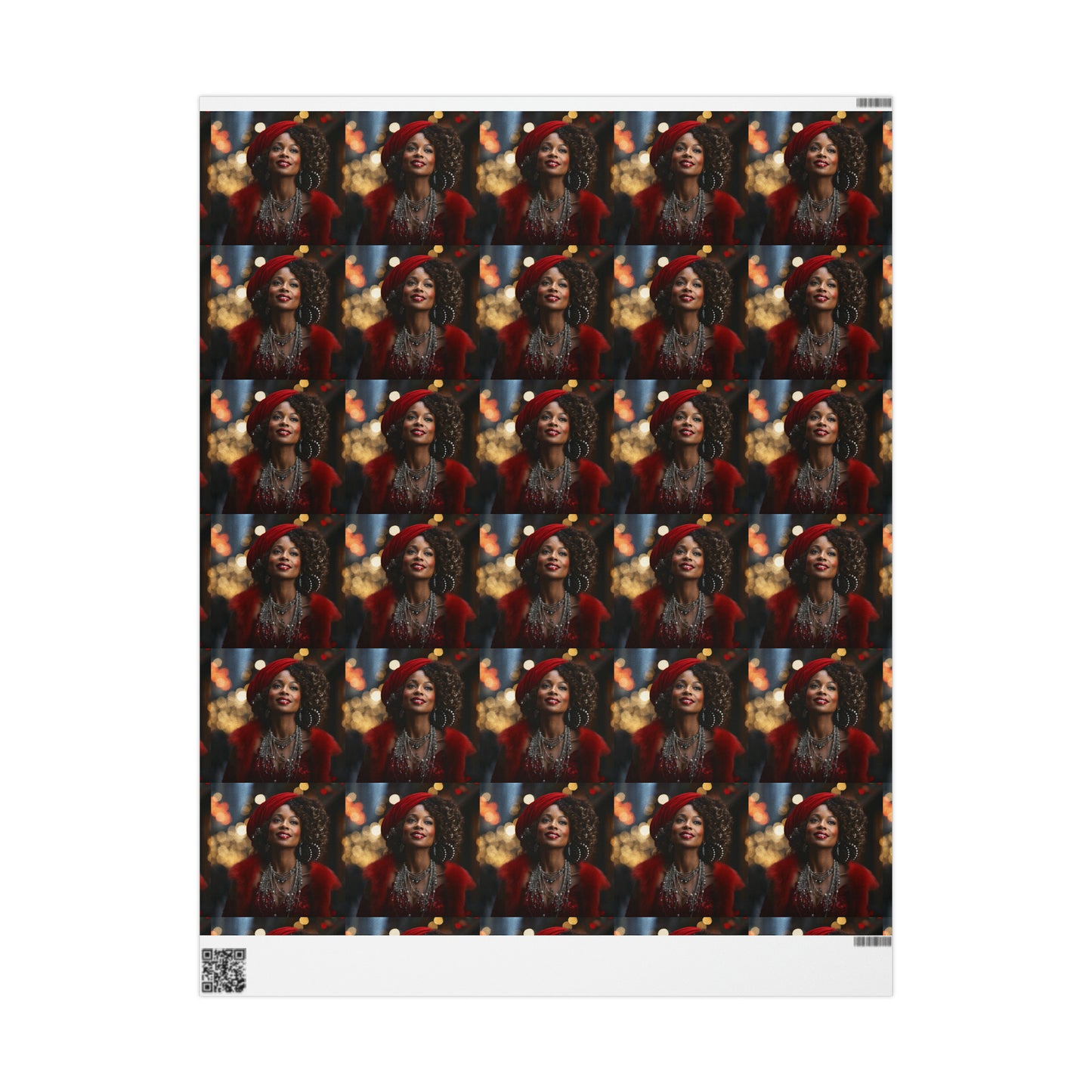 Afro-Centric Queen Claus Holiday Wrapping Paper - Dark & Rich Textured Design