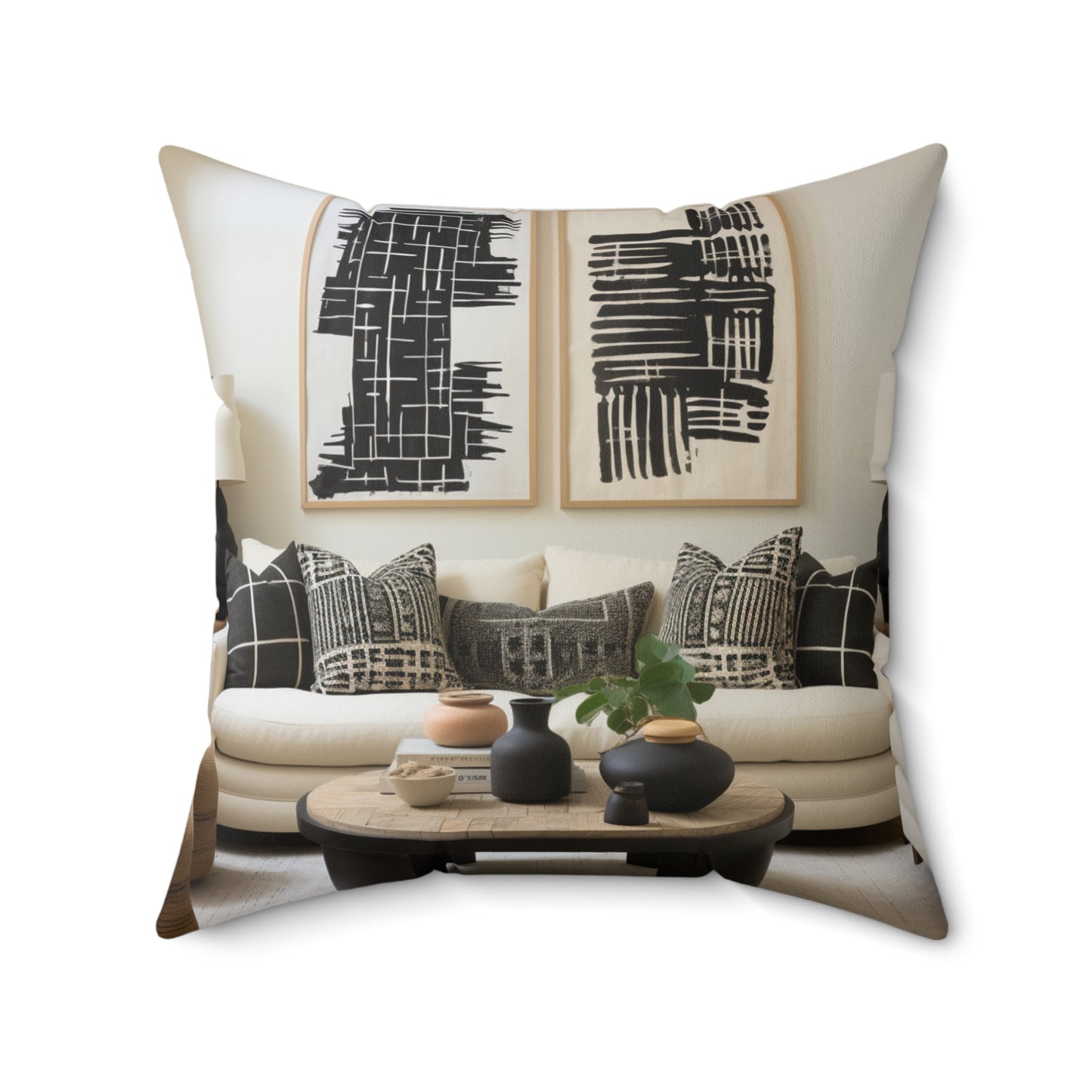 African Mud Cloth Design Square Pillow