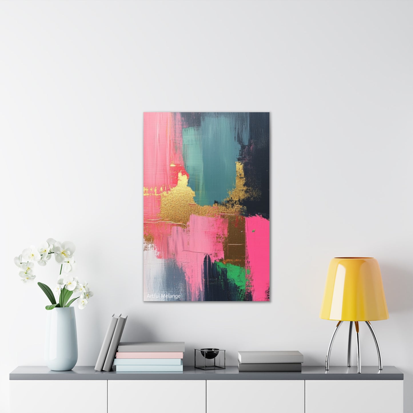 Acrylic Abstract Canvas Print - Homage to the Divine Nine/Pink Green Black and Gold 5