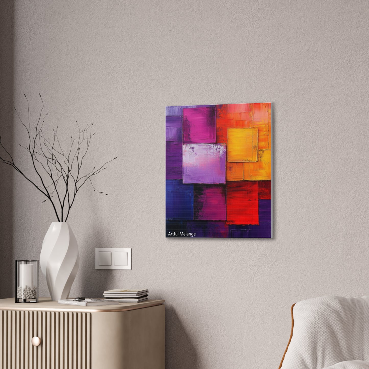 Acrylic Abstract Canvas Print - Homage to the Divine Nine/Red White Purple and Gold 8