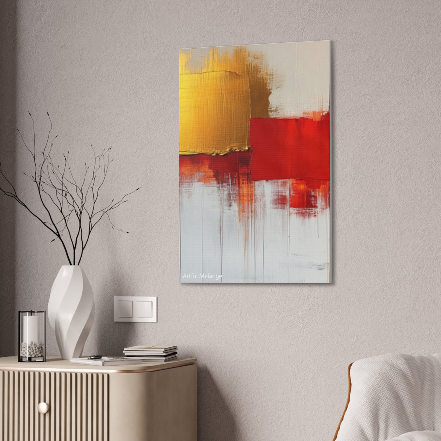 Acrylic Abstract Canvas Print - Homage to the Divine Nine/Red White and Gold 9