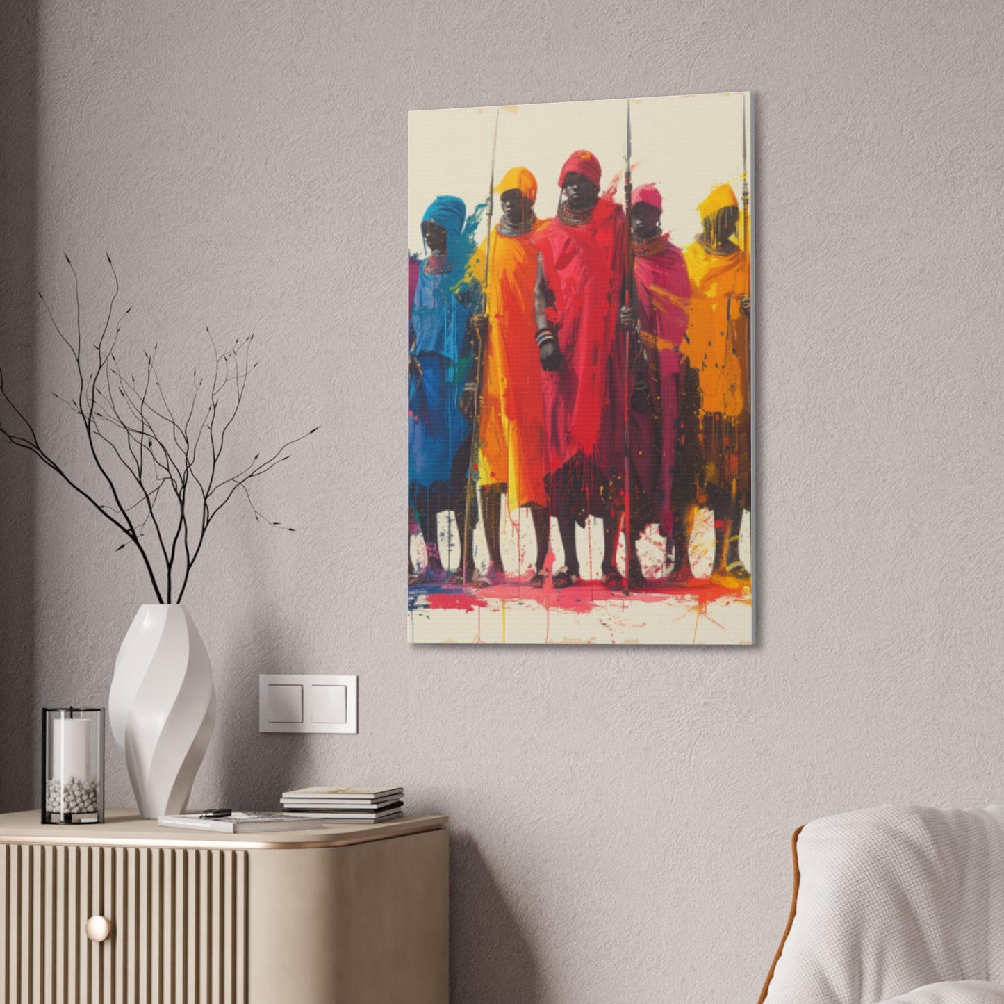 Masai Warriors Abstract Canvas Print