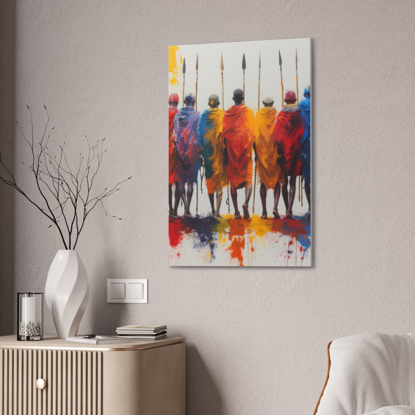 Masai Warriors Abstract Canvas Print