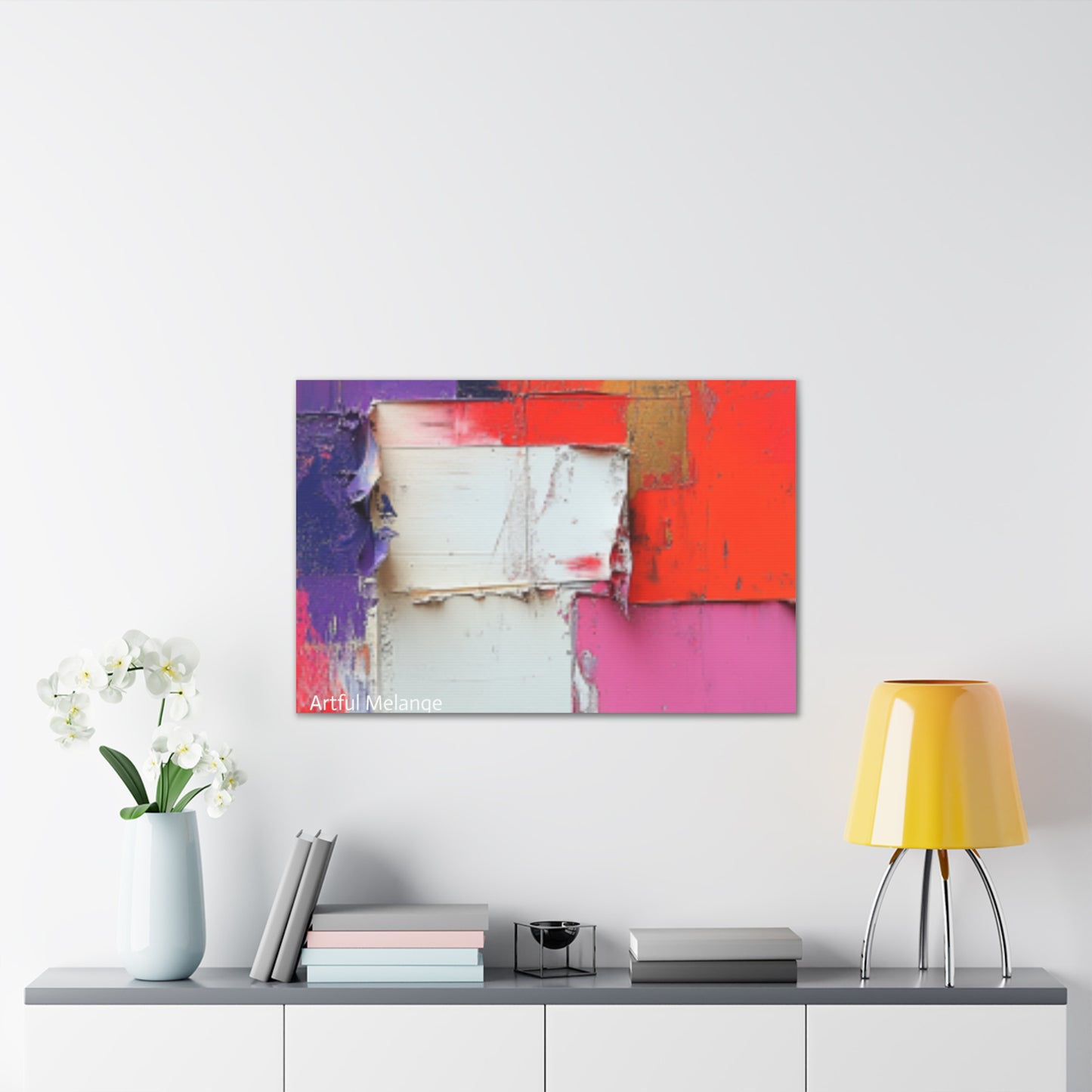 Acrylic Abstract Canvas Print - Homage to the Divine Nine/Red White Purple and Gold 1