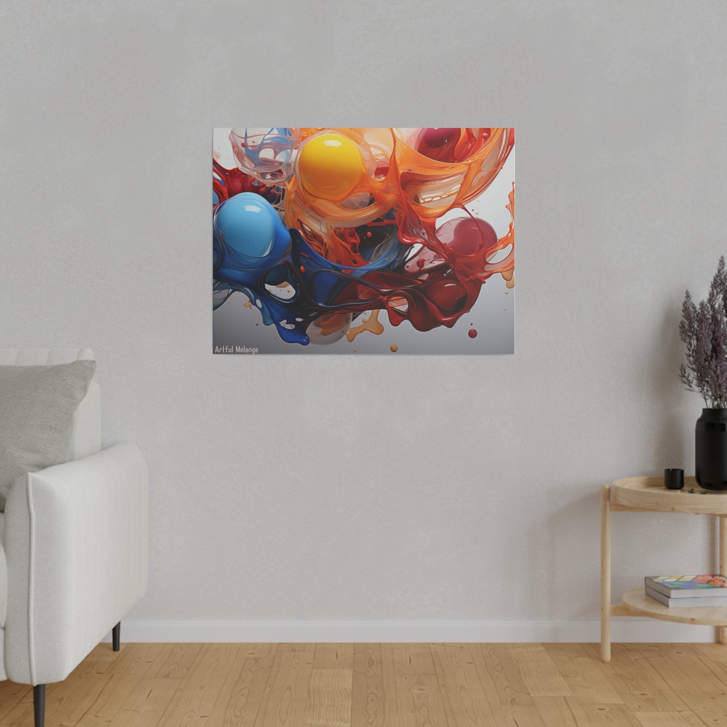 Colorful Balloon-Inspired Matt Canvas Print with Sweeping Acrylic Brush Strokes