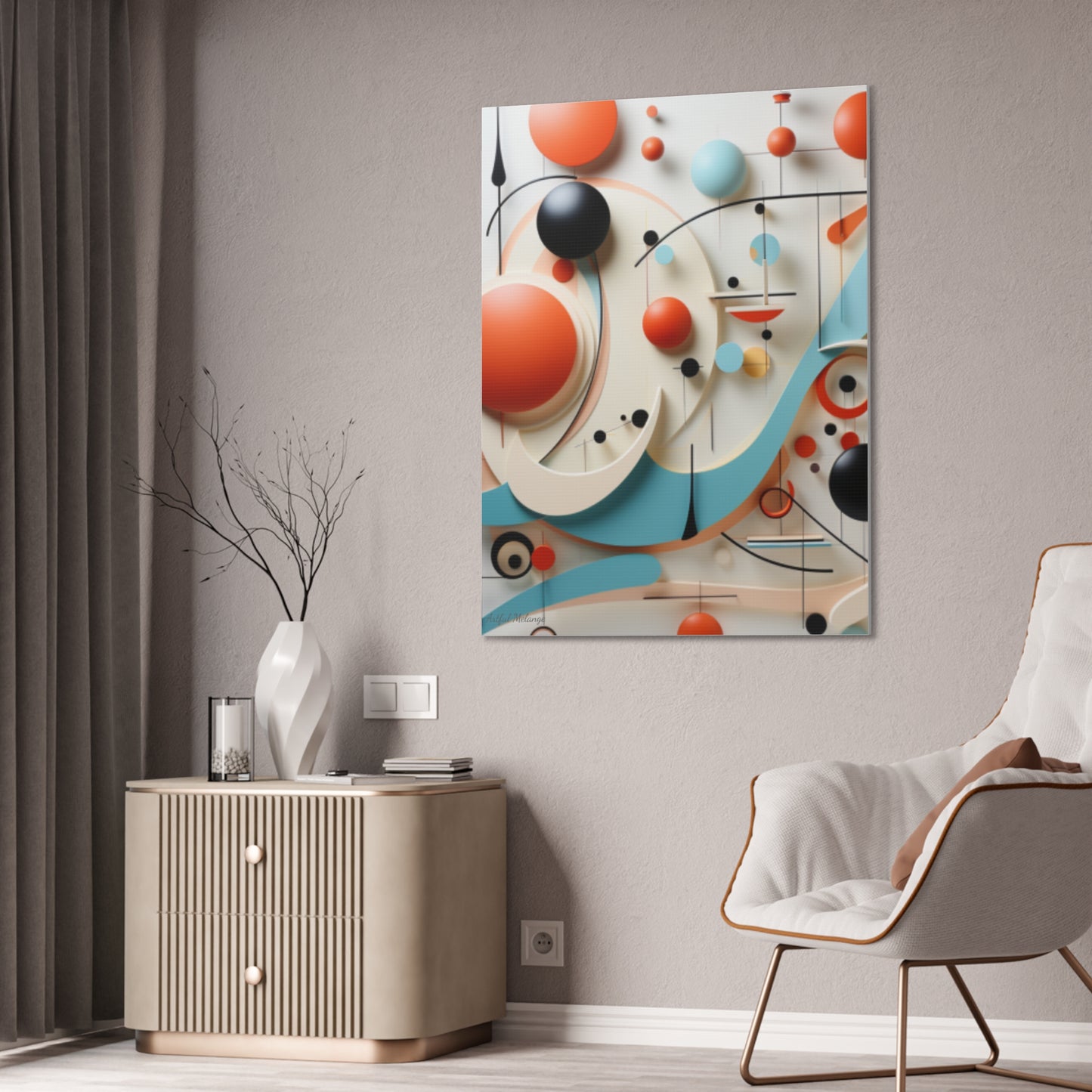 Harmony in Cyan and Peach- Graphic Print