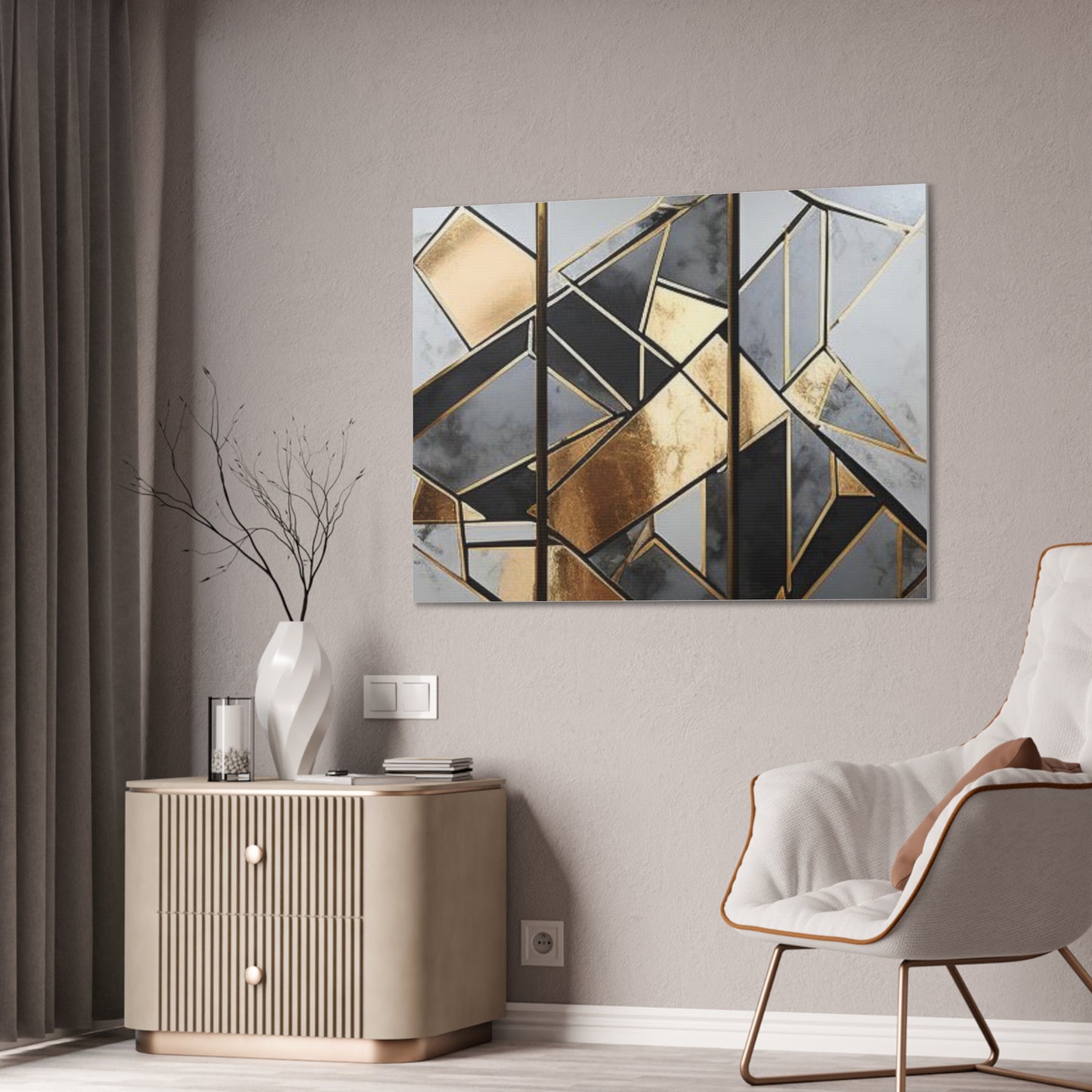 Gold and Black Elegance: A Symphony of Sophistication Canvas Print