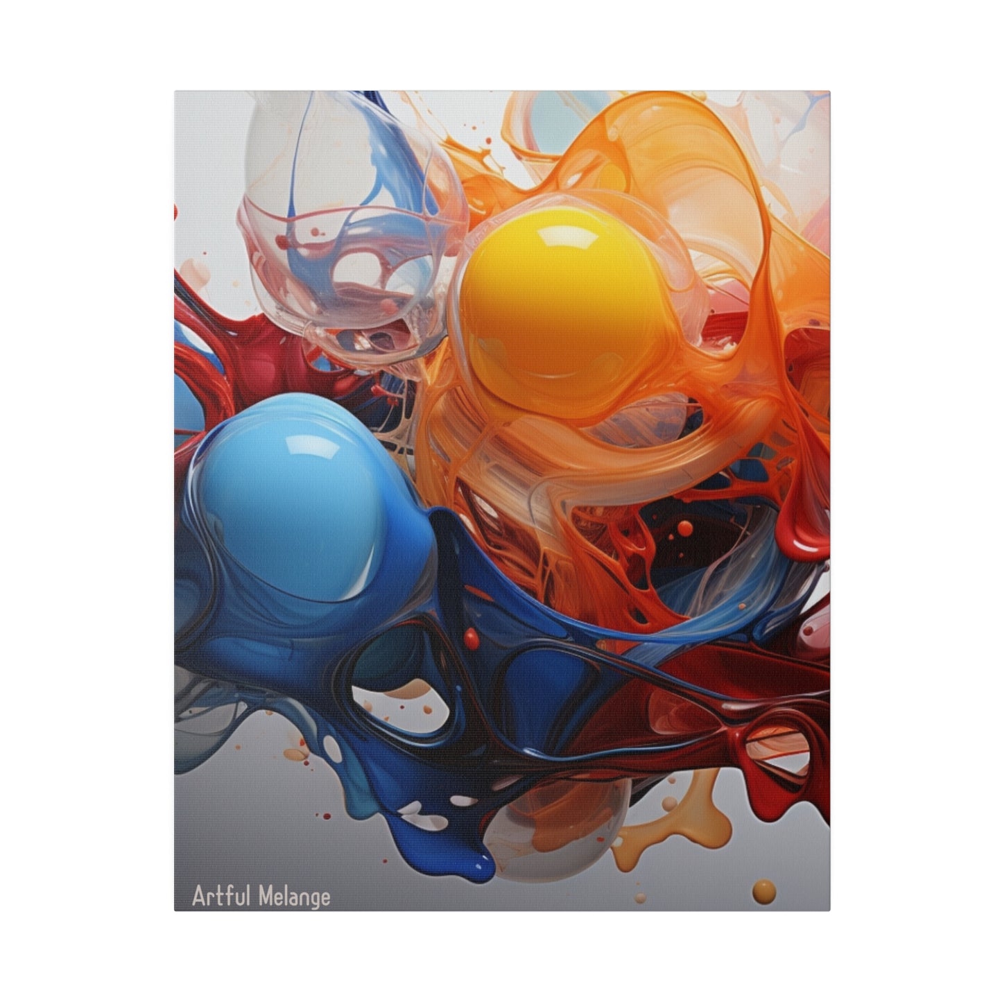 Colorful Balloon-Inspired Matt Canvas Print with Sweeping Acrylic Brush Strokes