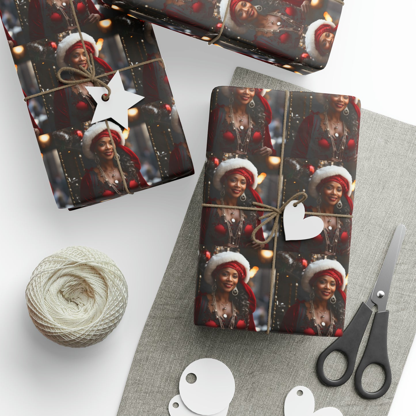 Afro-Centric Queen Claus Holiday Wrapping Paper - Dark & Rich Textured Design