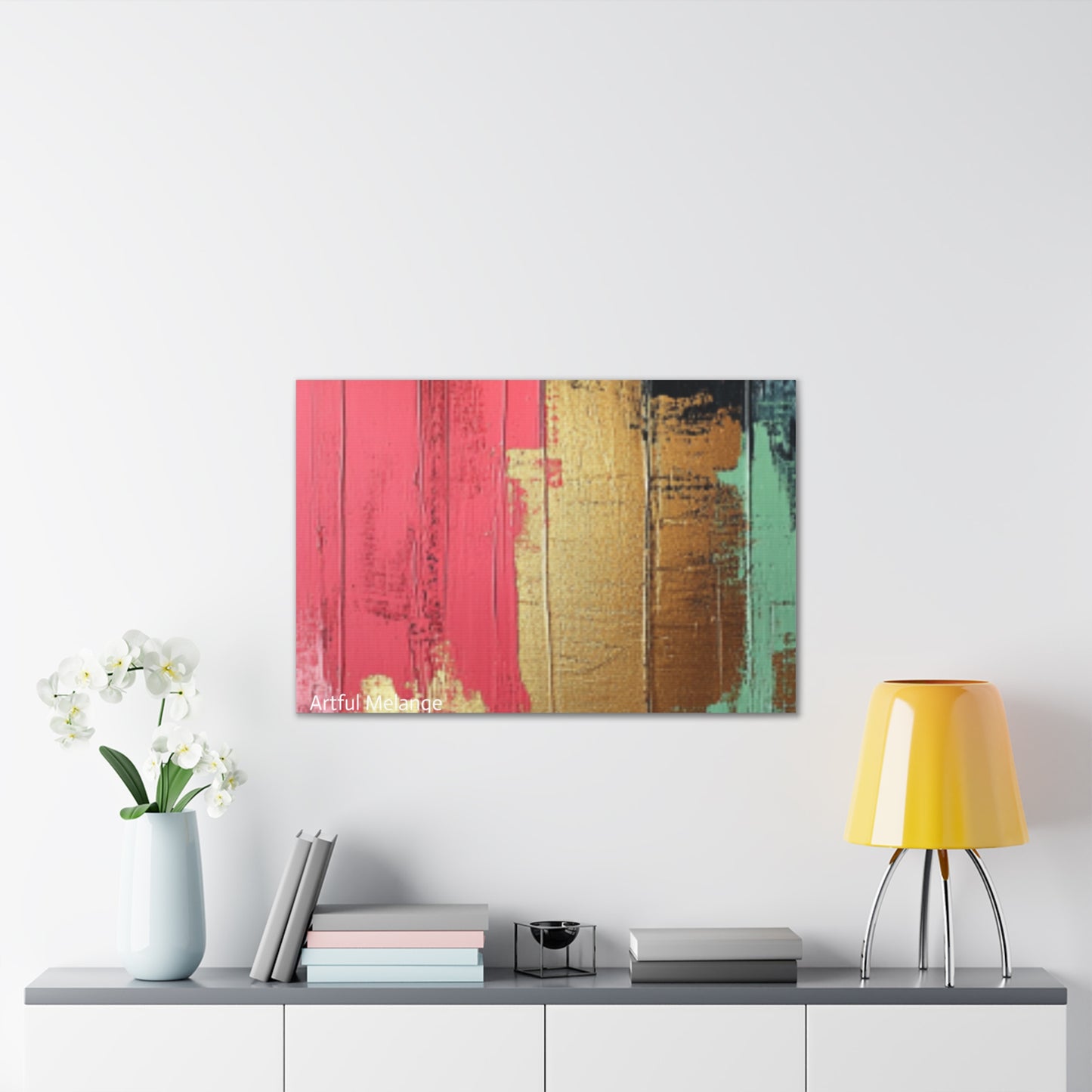 Acrylic Abstract Canvas Print - Homage to the Divine Nine/Pink Green Black and Gold 6