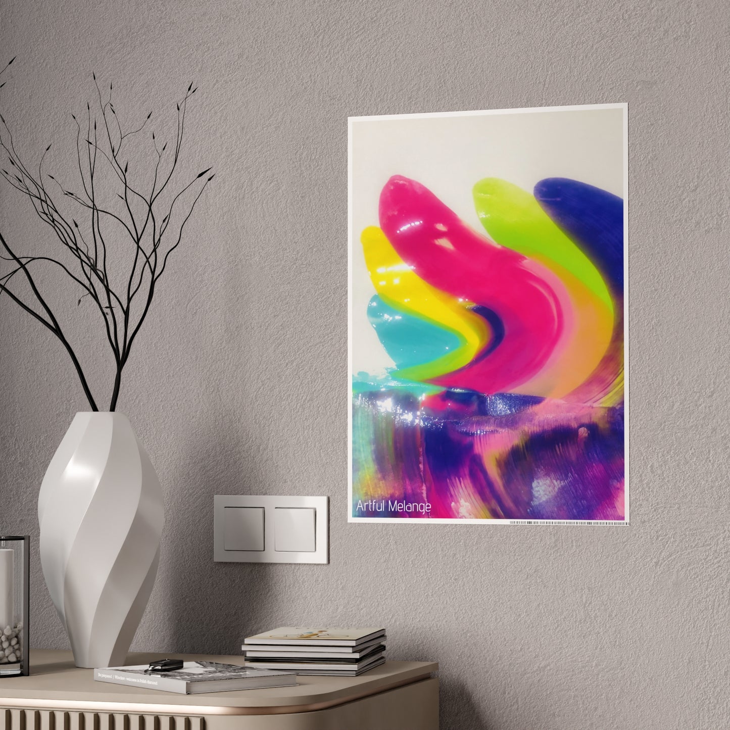 Gleaming Acrylic Abstract Poster: A Spectrum of Colorful Elegance