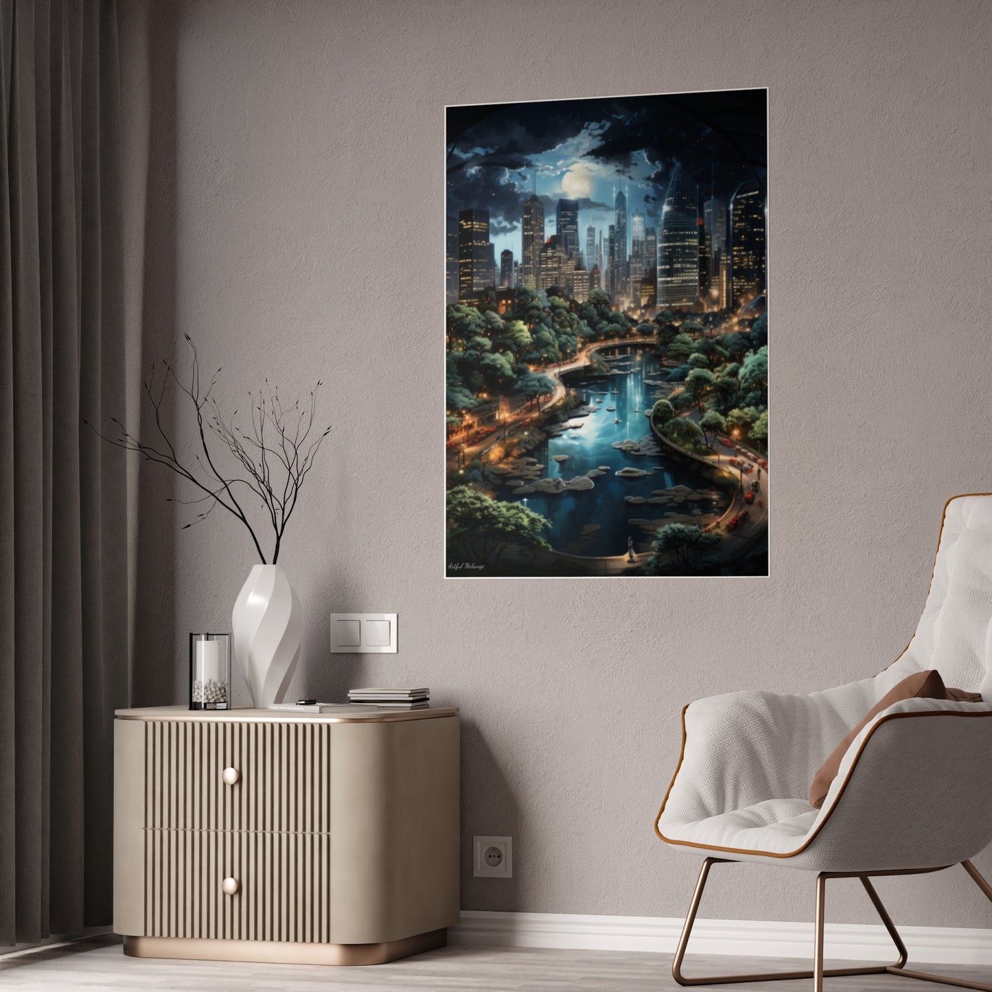 Skyline Vista: Hyper-Realistic 3D Cityscape Posters