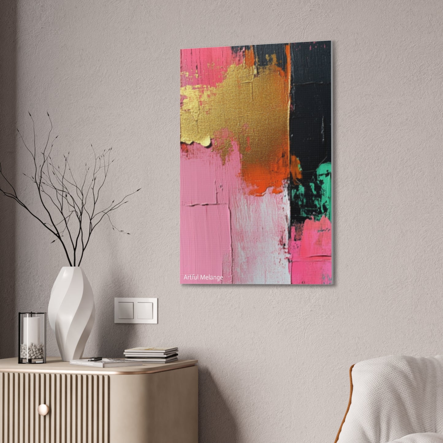 Acrylic Abstract Canvas Print - Homage to the Divine Nine/Pink Green Black and Gold 7