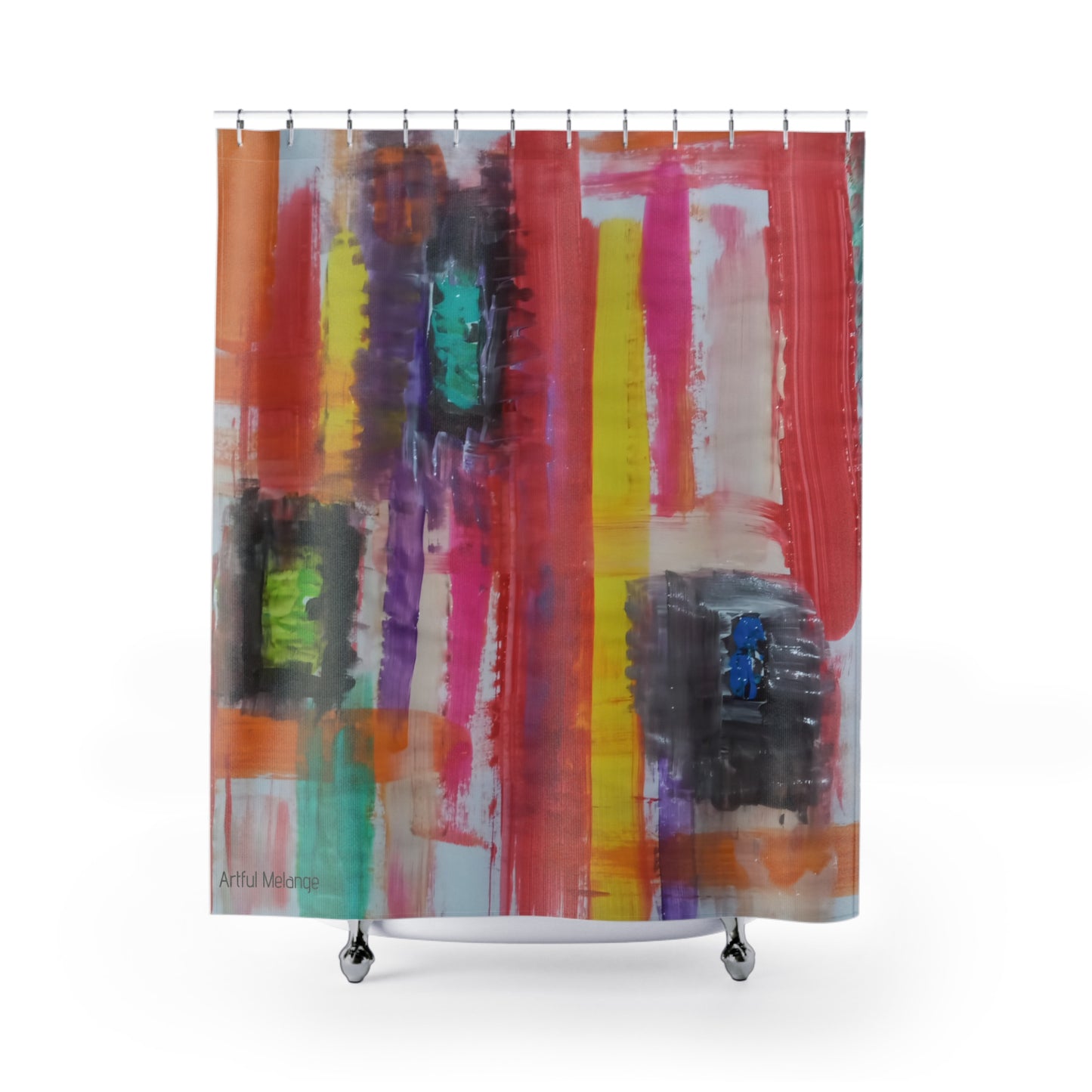 Canvas Cascade: Abstract Acrylic Art Shower Curtain Collection